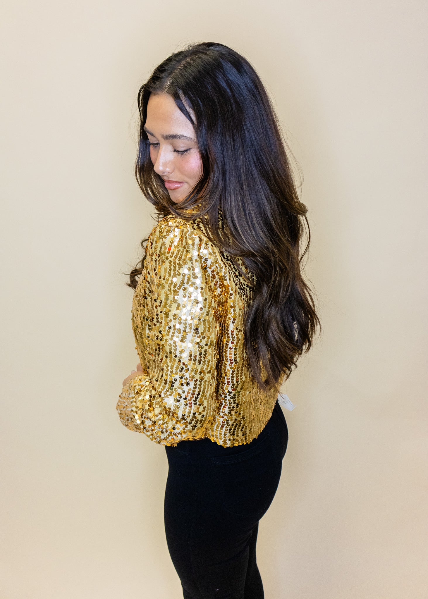 Gold Sequin Crop Jacket