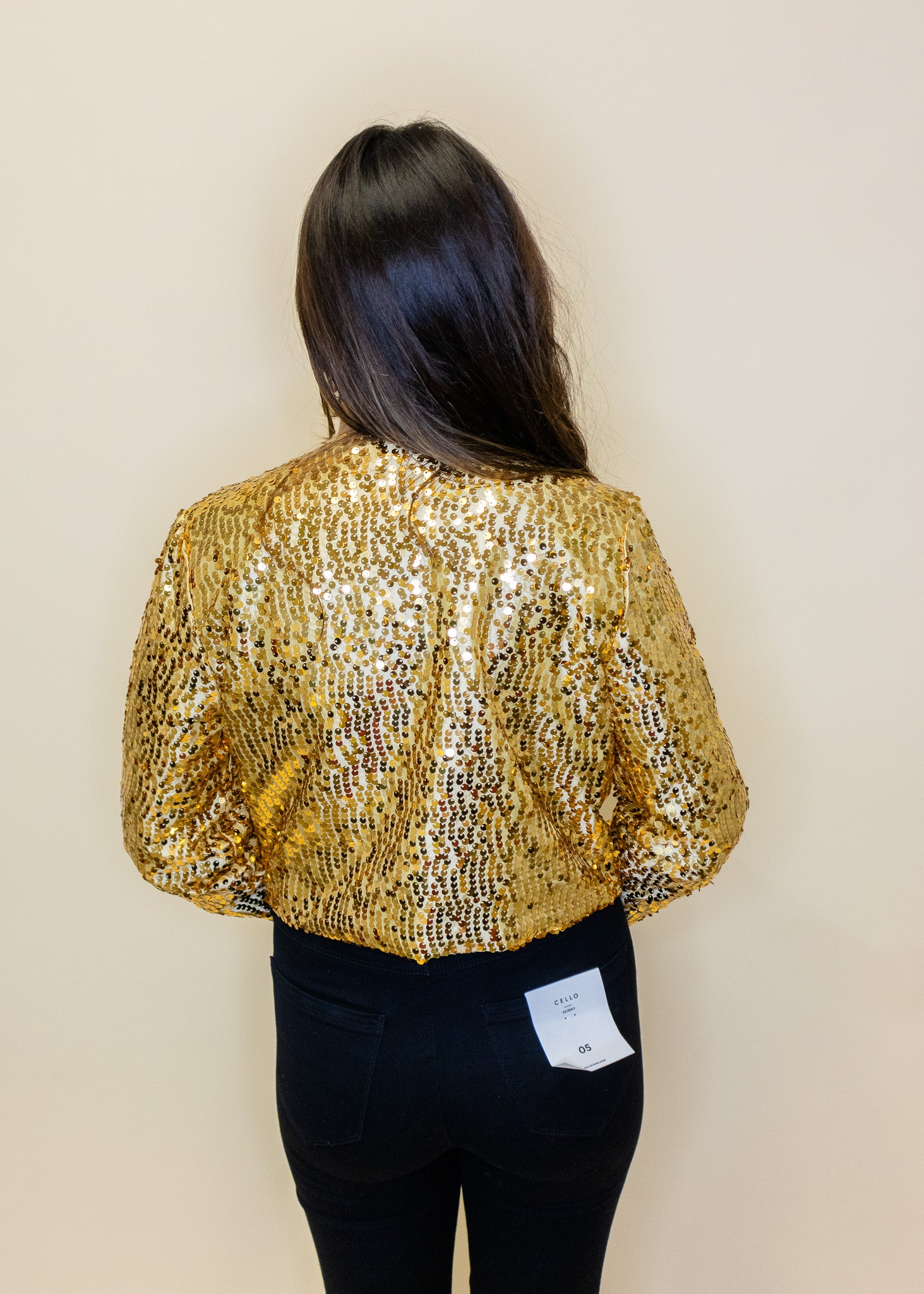 Gold Sequin Crop Jacket