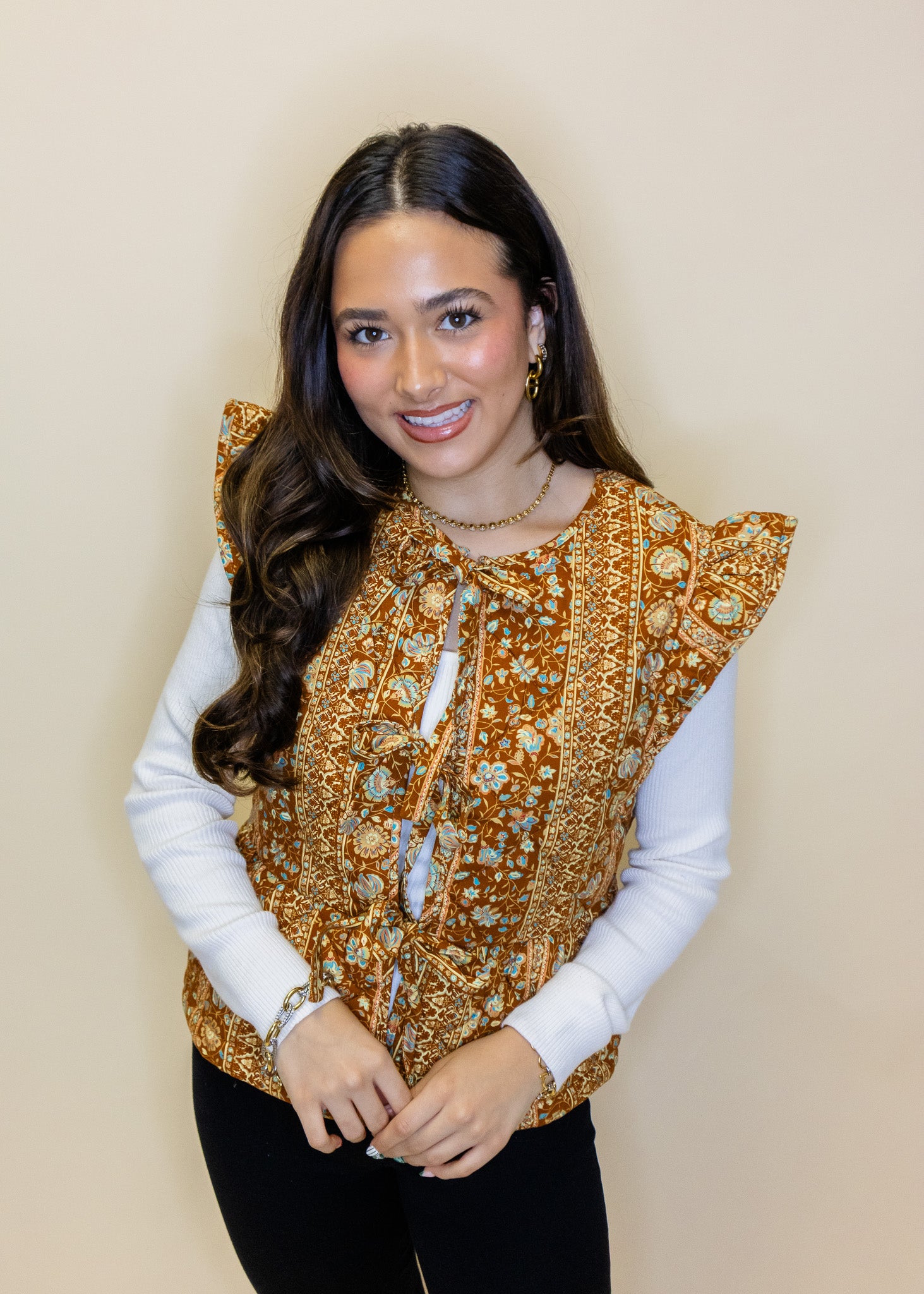 Brick Paisley Quilted Tie Vest