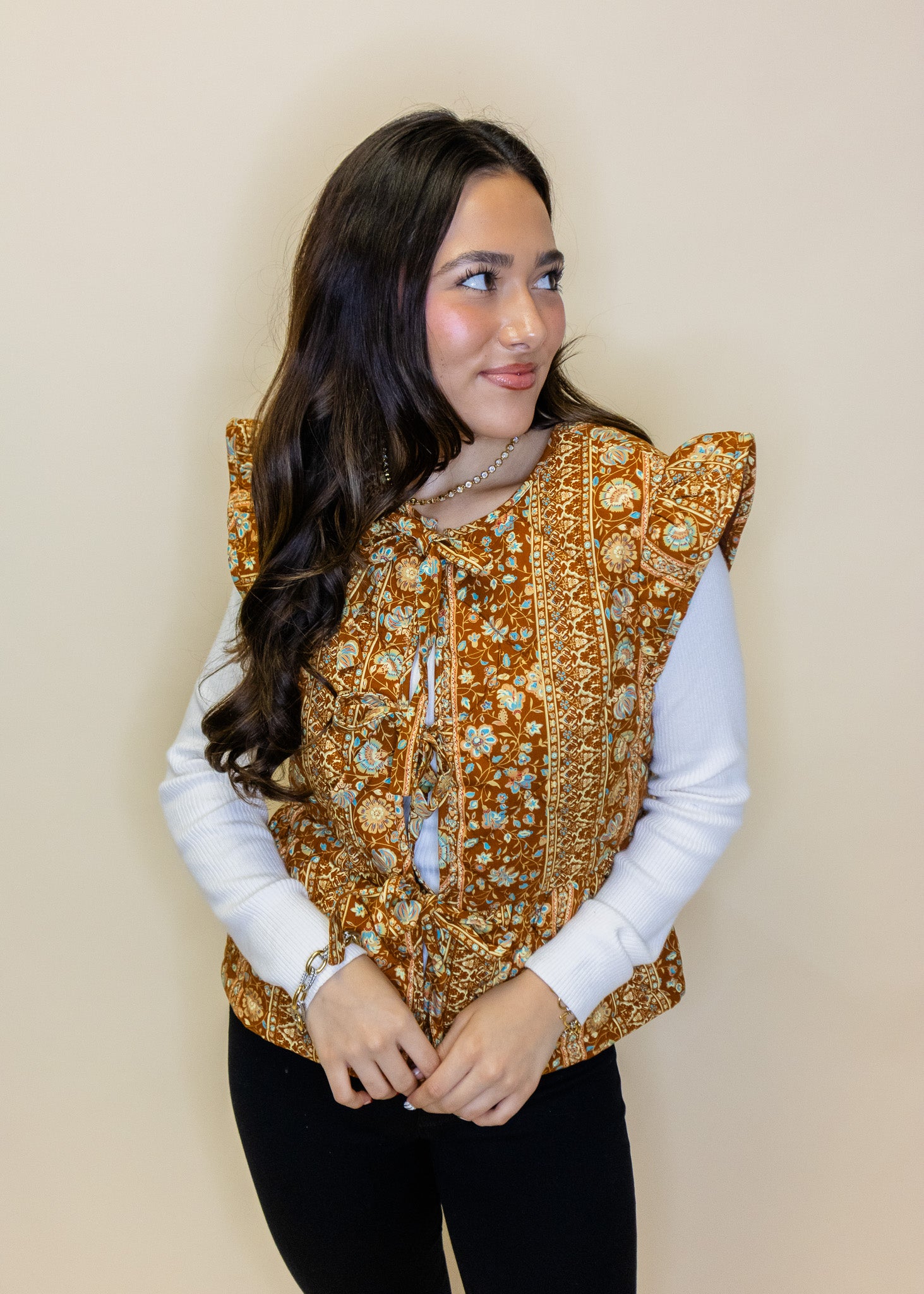 Brick Paisley Quilted Tie Vest