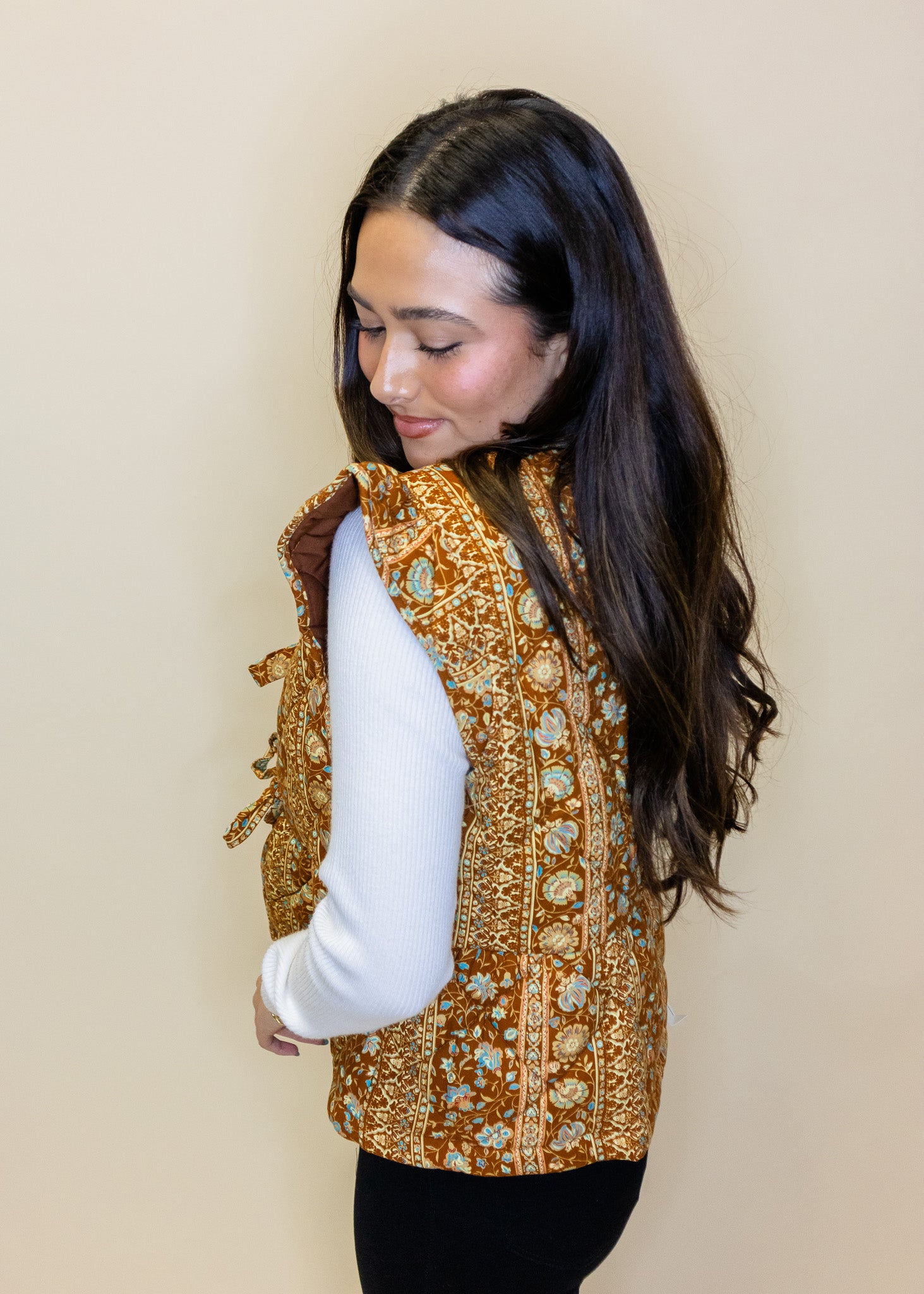 Brick Paisley Quilted Tie Vest