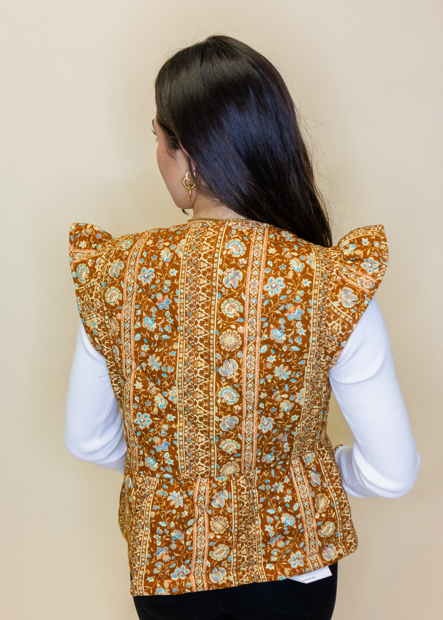 Brick Paisley Quilted Tie Vest