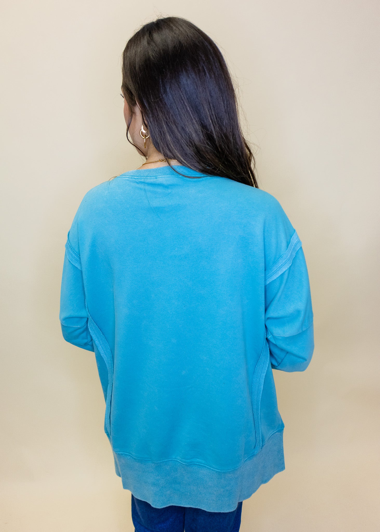 Teal Washed Slit Sweatshirt