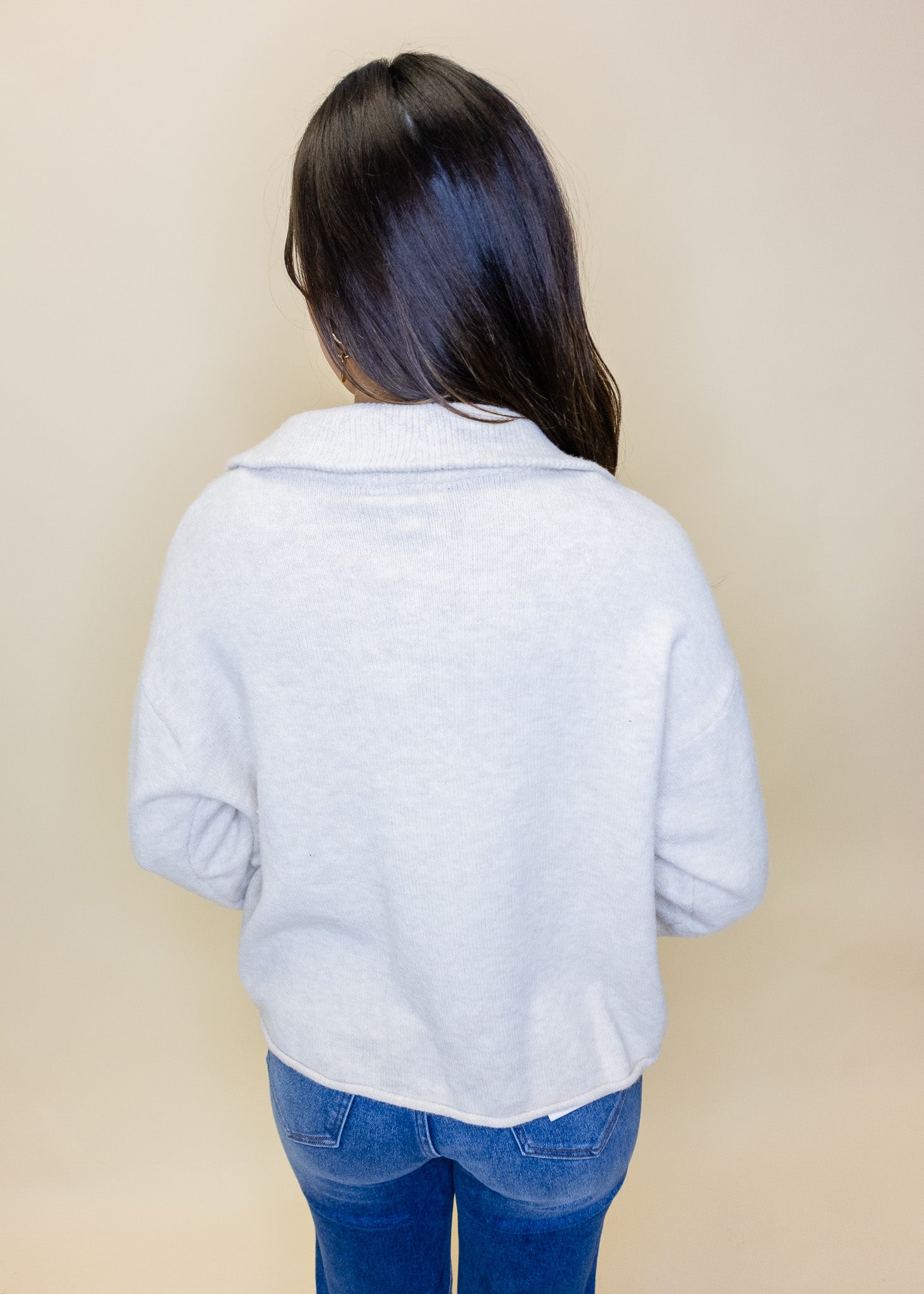 Oatmeal Airplane Mode Zip Sweater