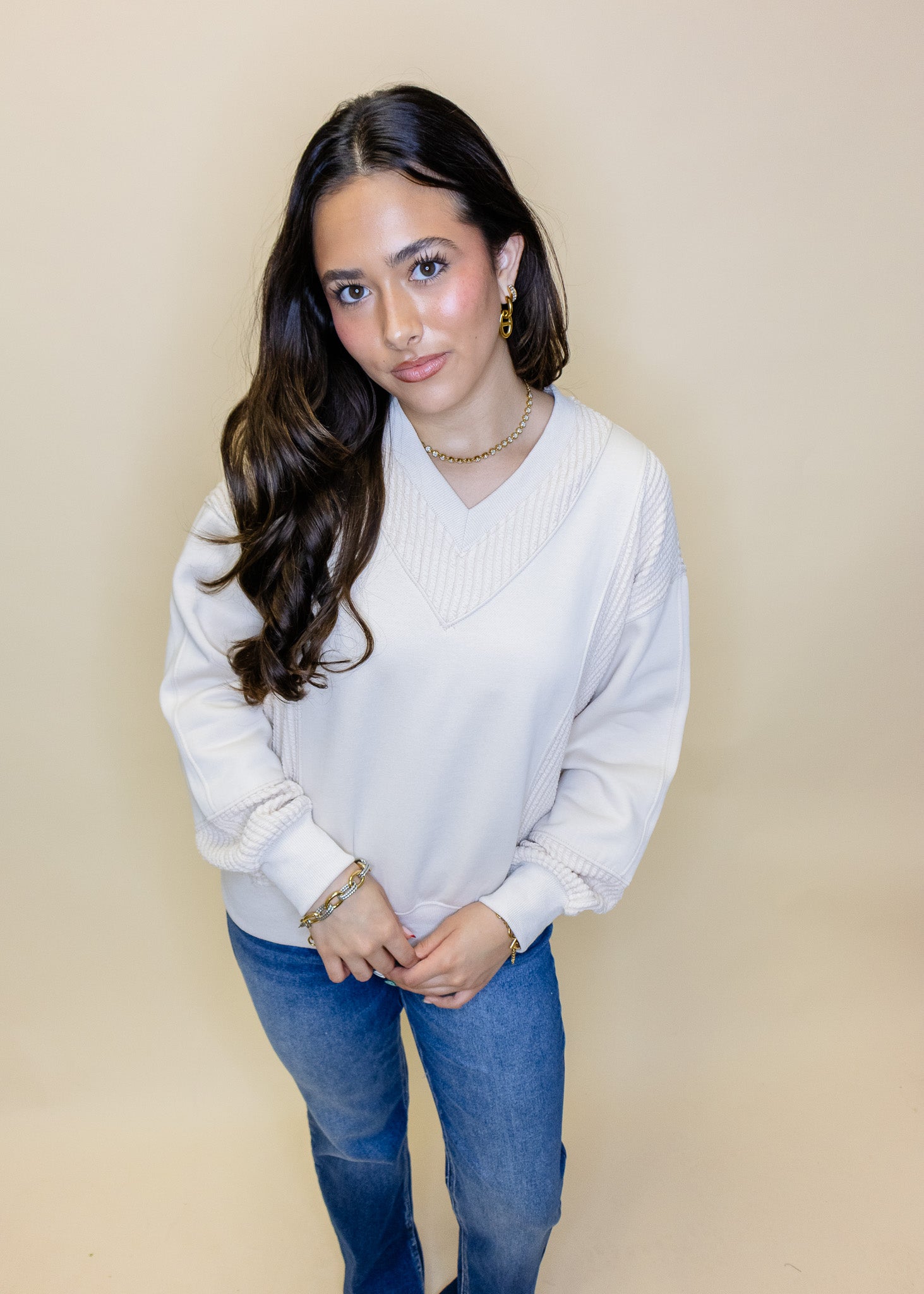 Cream Brushed Terry Sweatshirt