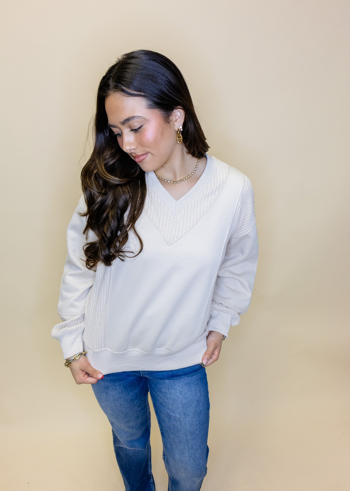 Cream Brushed Terry Sweatshirt