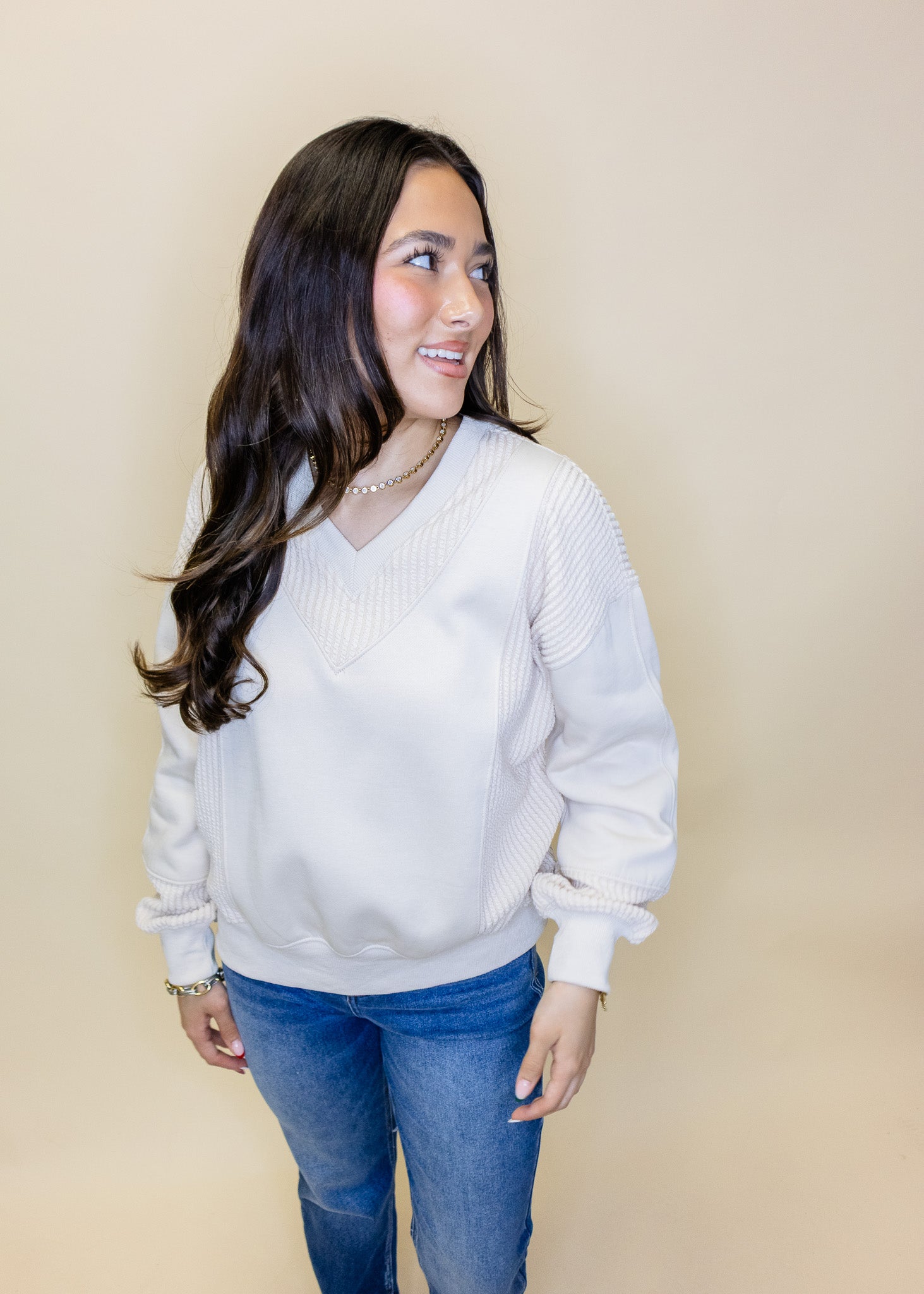 Cream Brushed Terry Sweatshirt