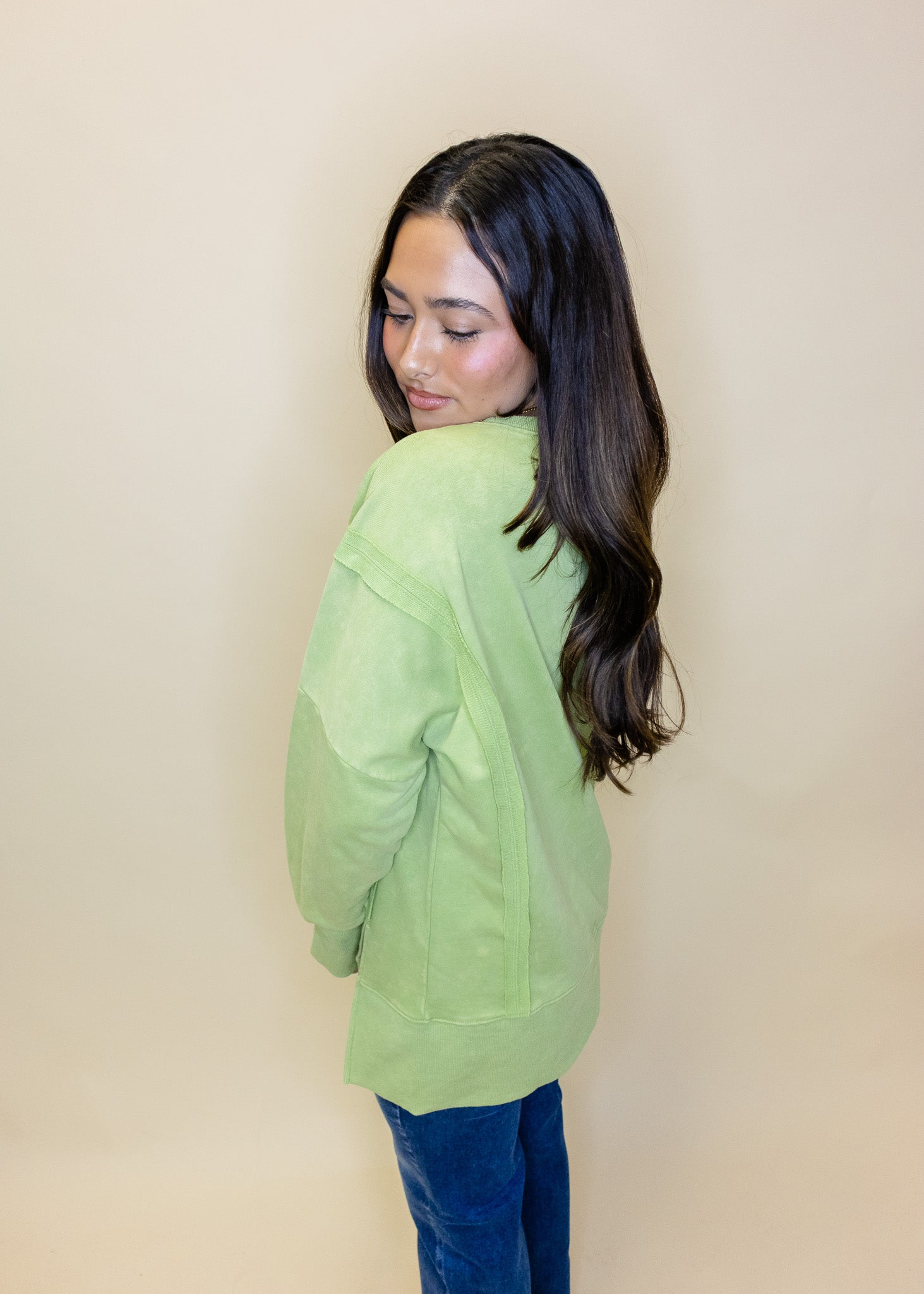 Green Washed Slit Sweatshirt