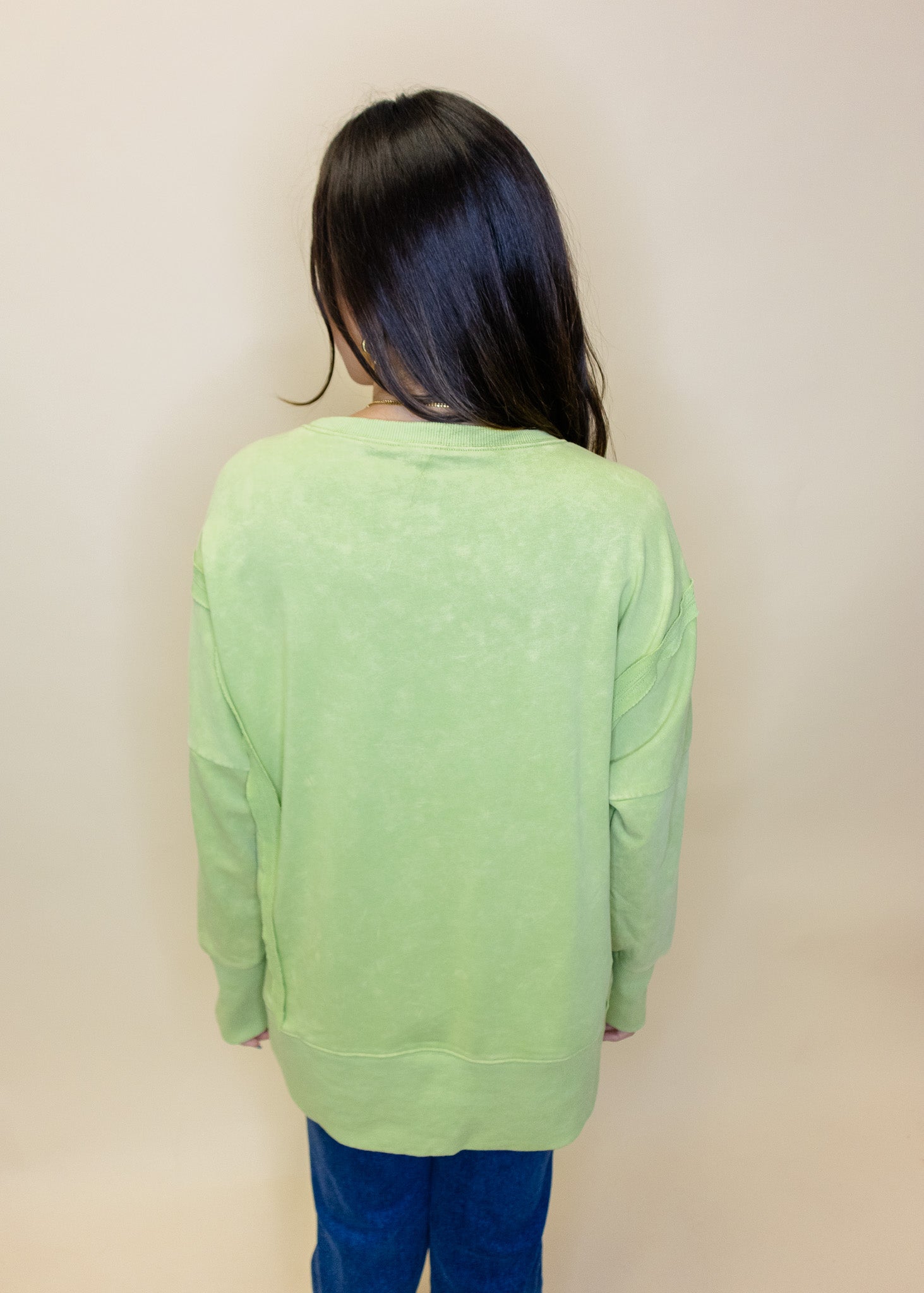 Green Washed Slit Sweatshirt