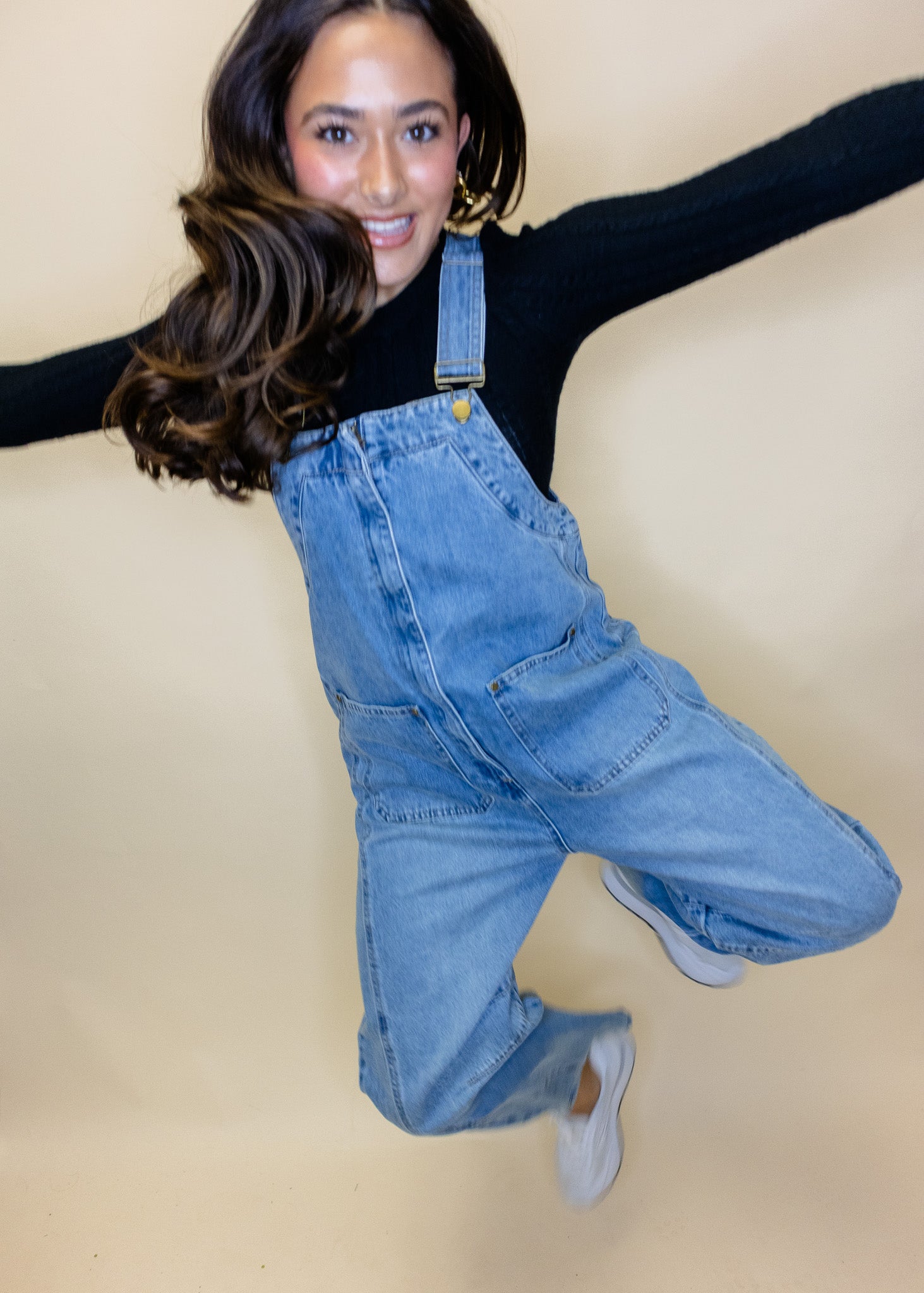 Denim Barrel Leg Overalls