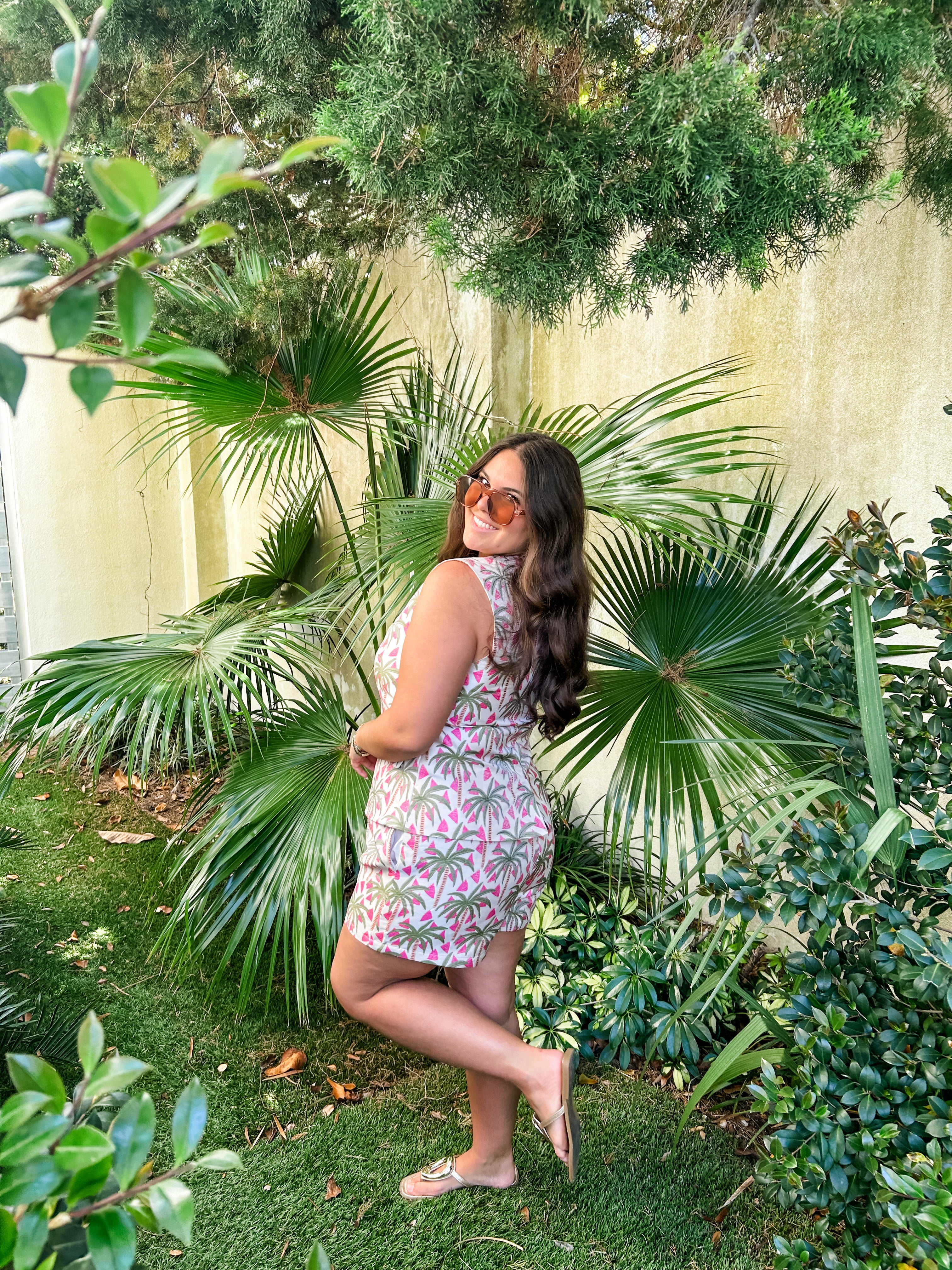 Green & Pink Palm Tree Top