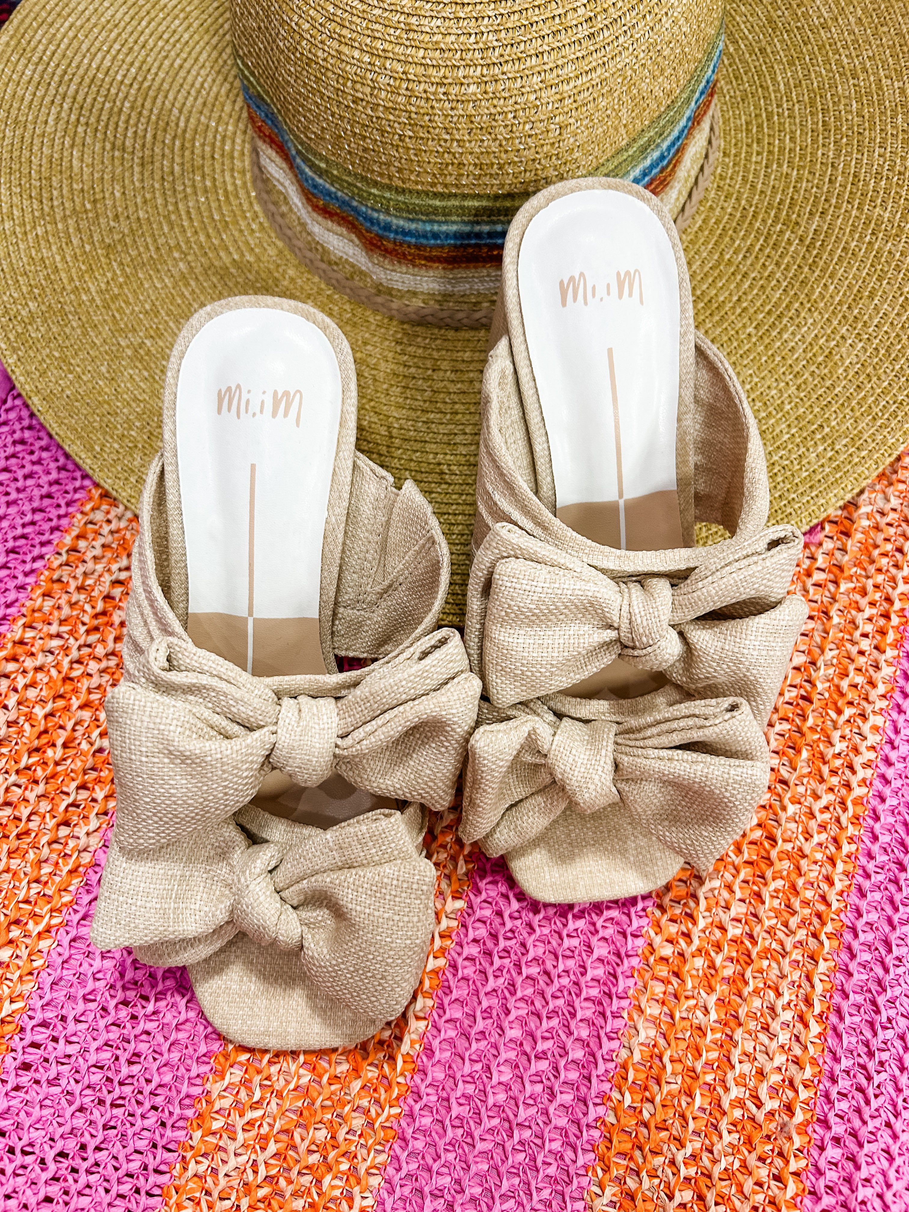 Lucy Beige Double Bow Block Heel