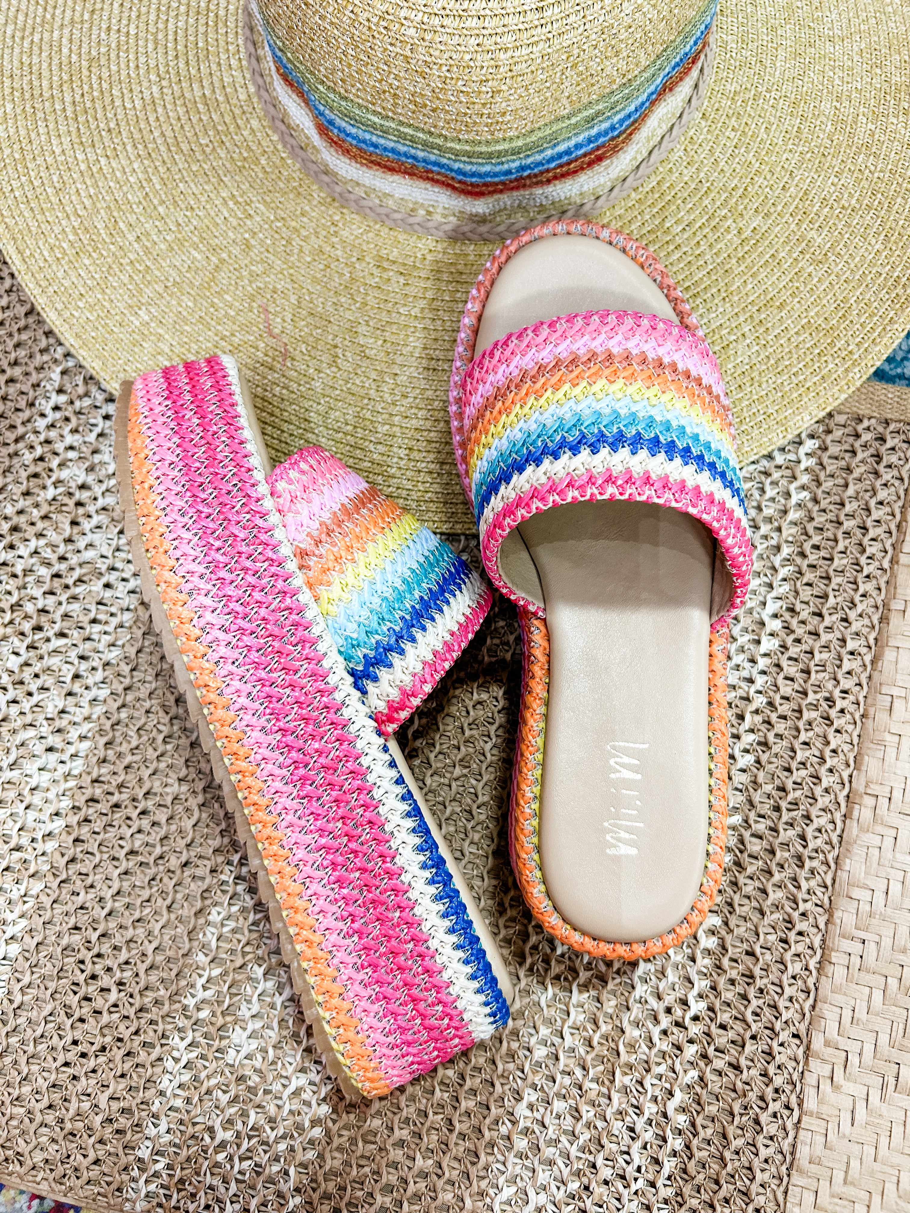 Delaney Rainbow Woven Platform Wedge