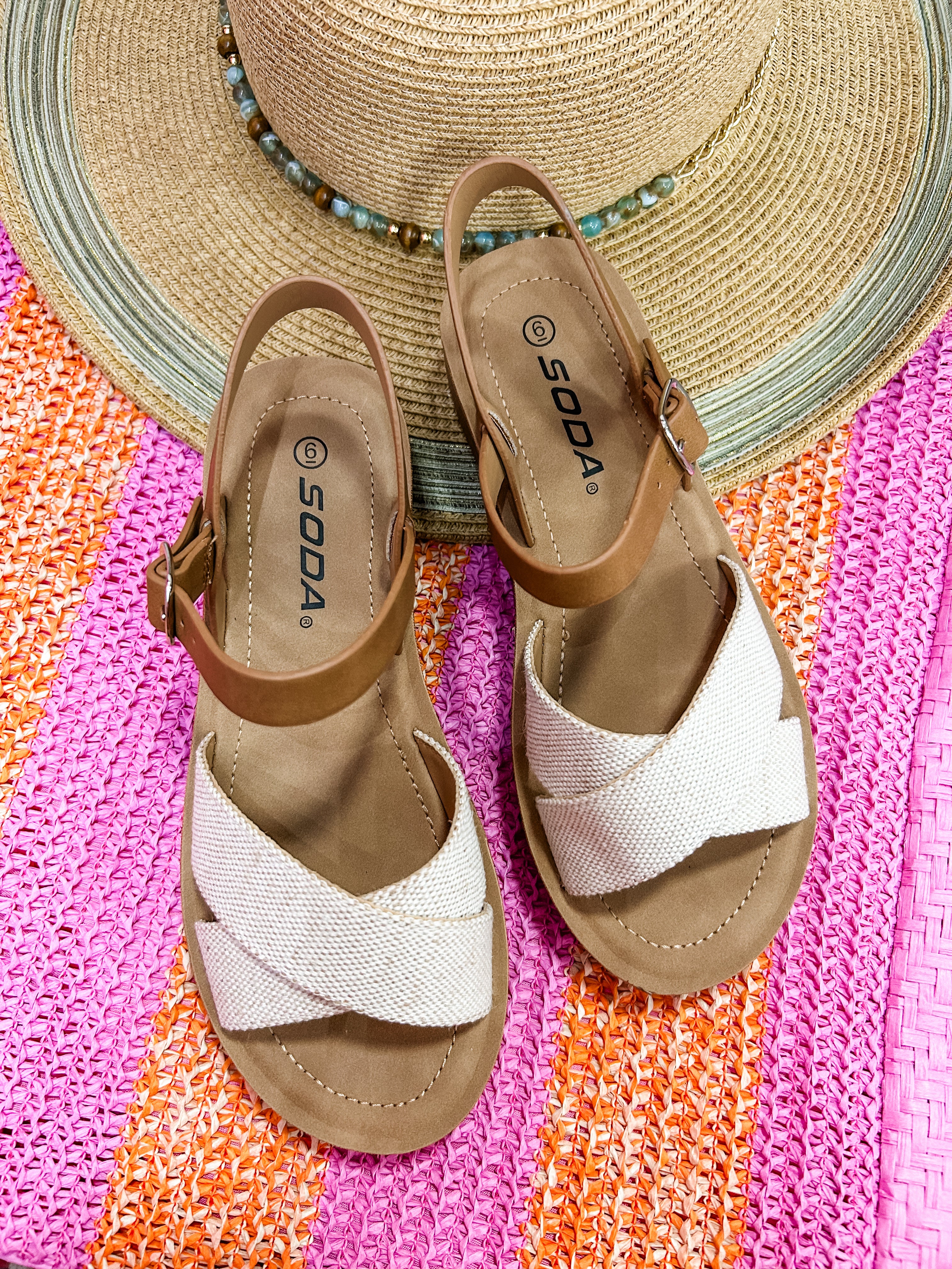 Beige Ankle Strap Sandals