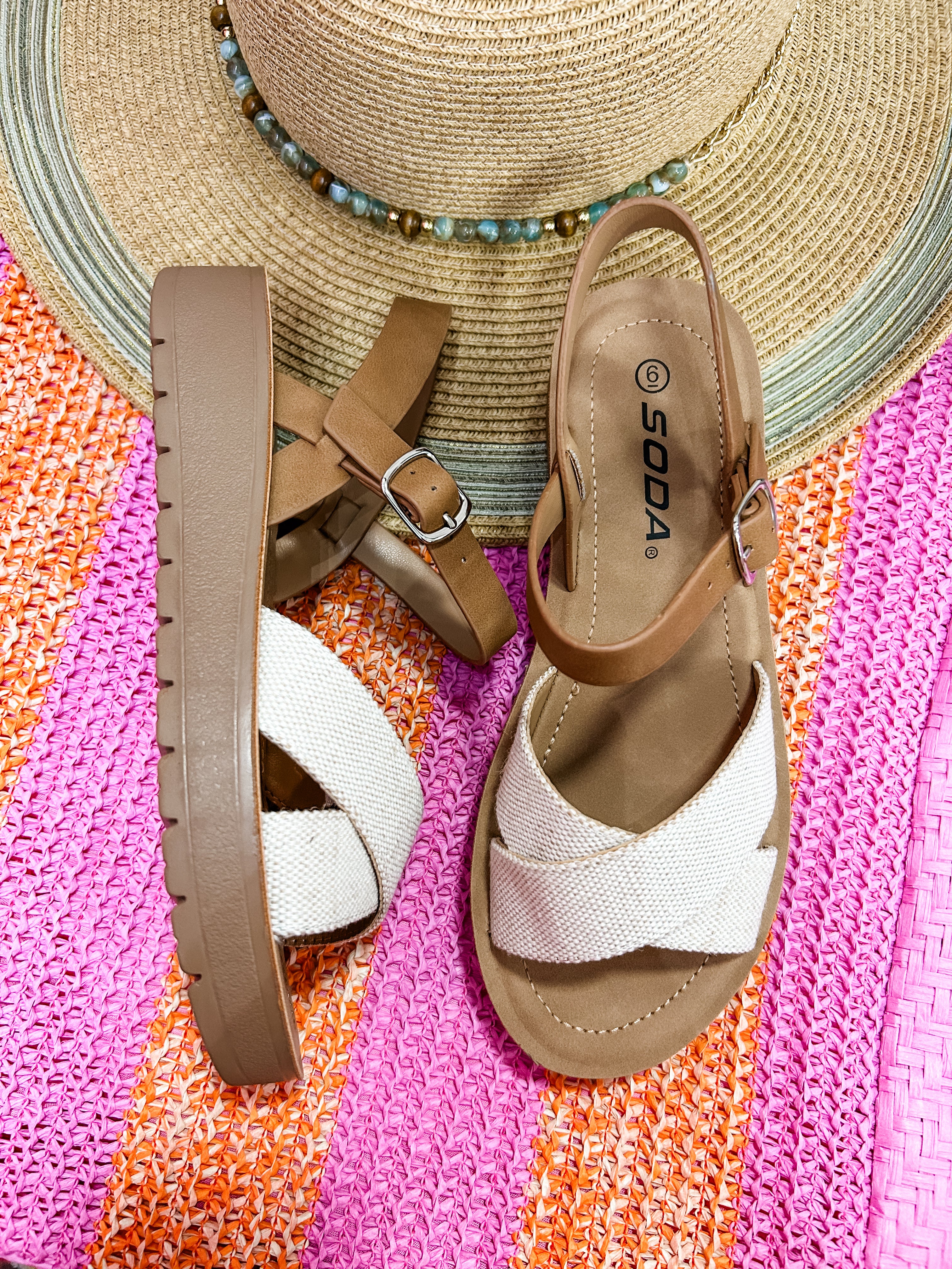Beige Ankle Strap Sandals
