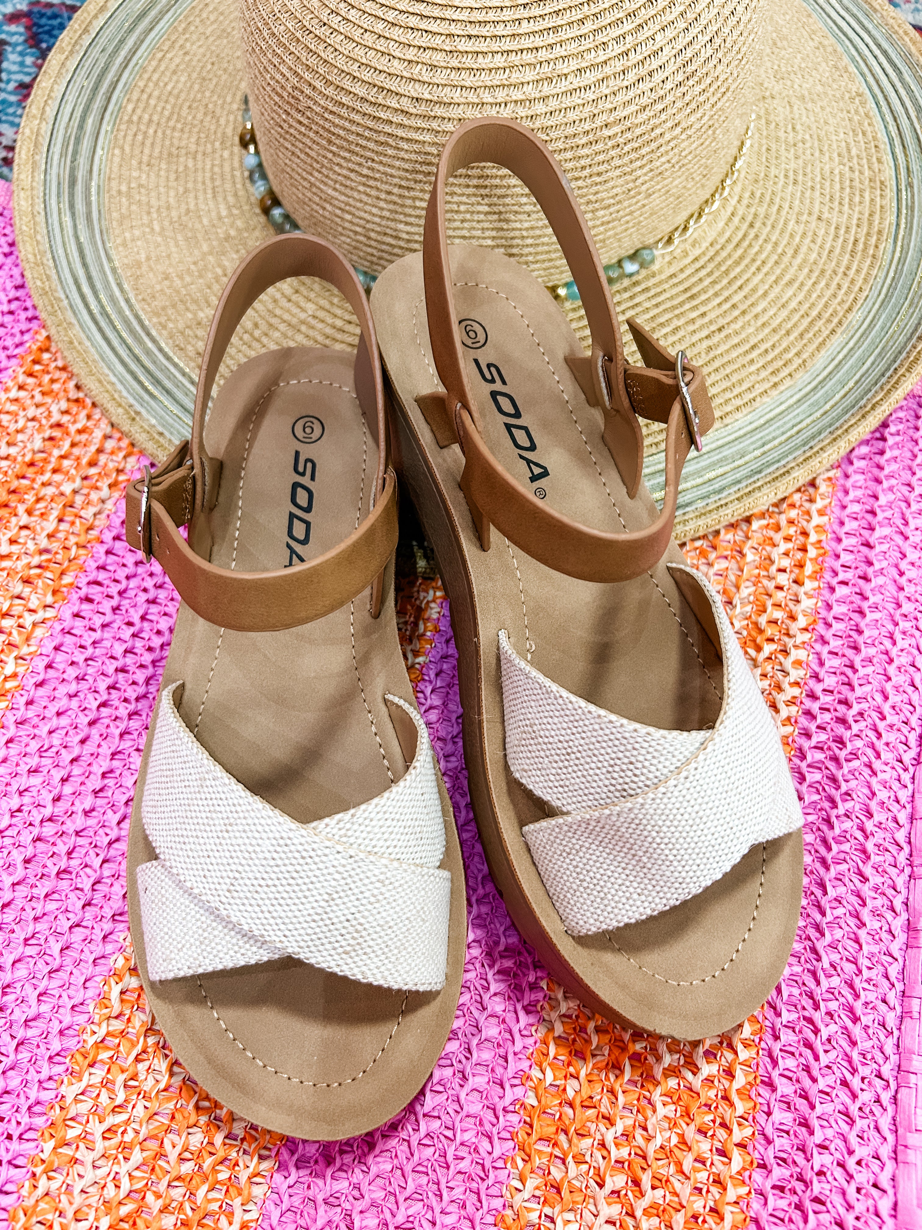 Beige Ankle Strap Sandals