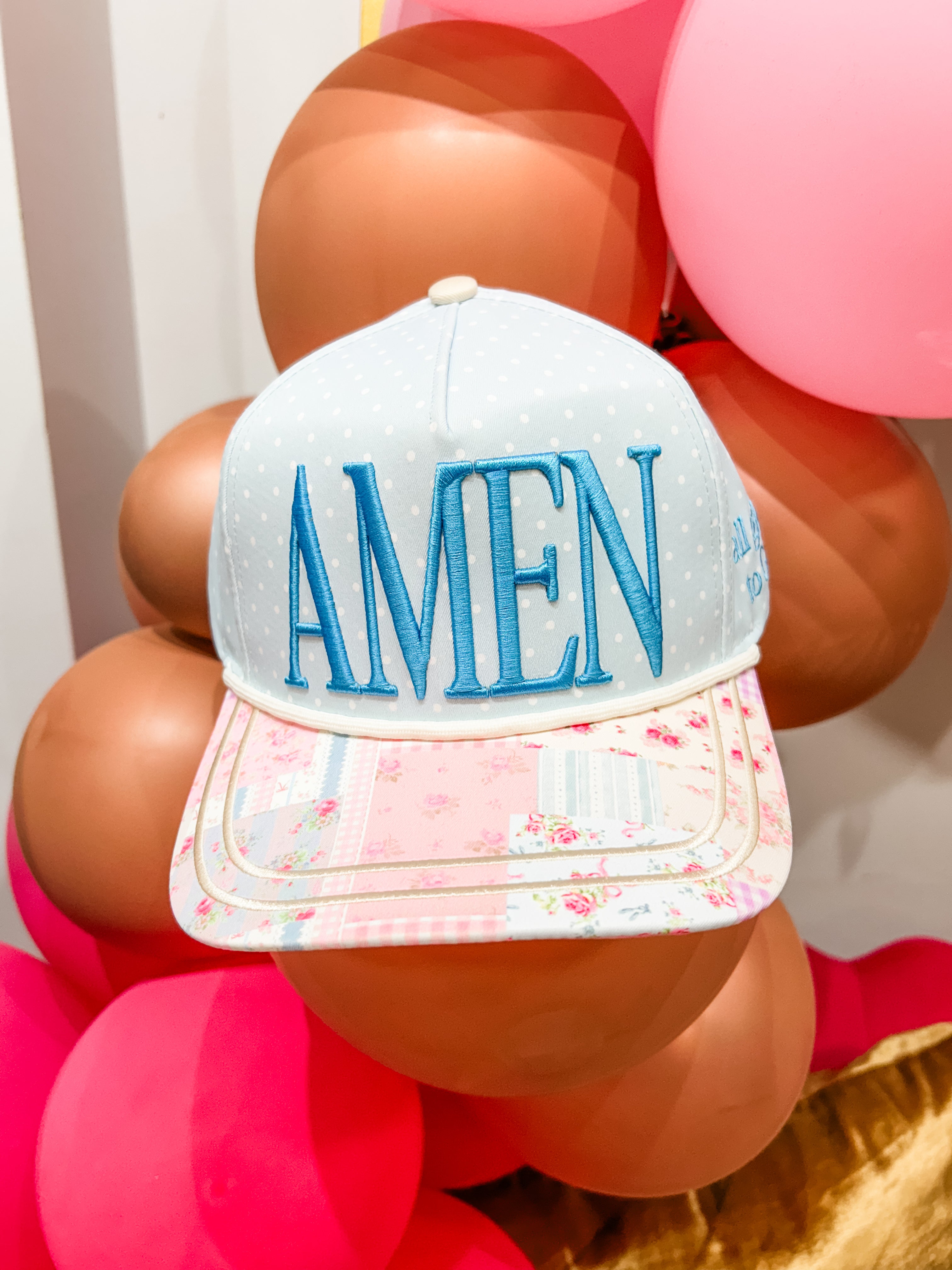 Turquoise Floral AMEN Hat