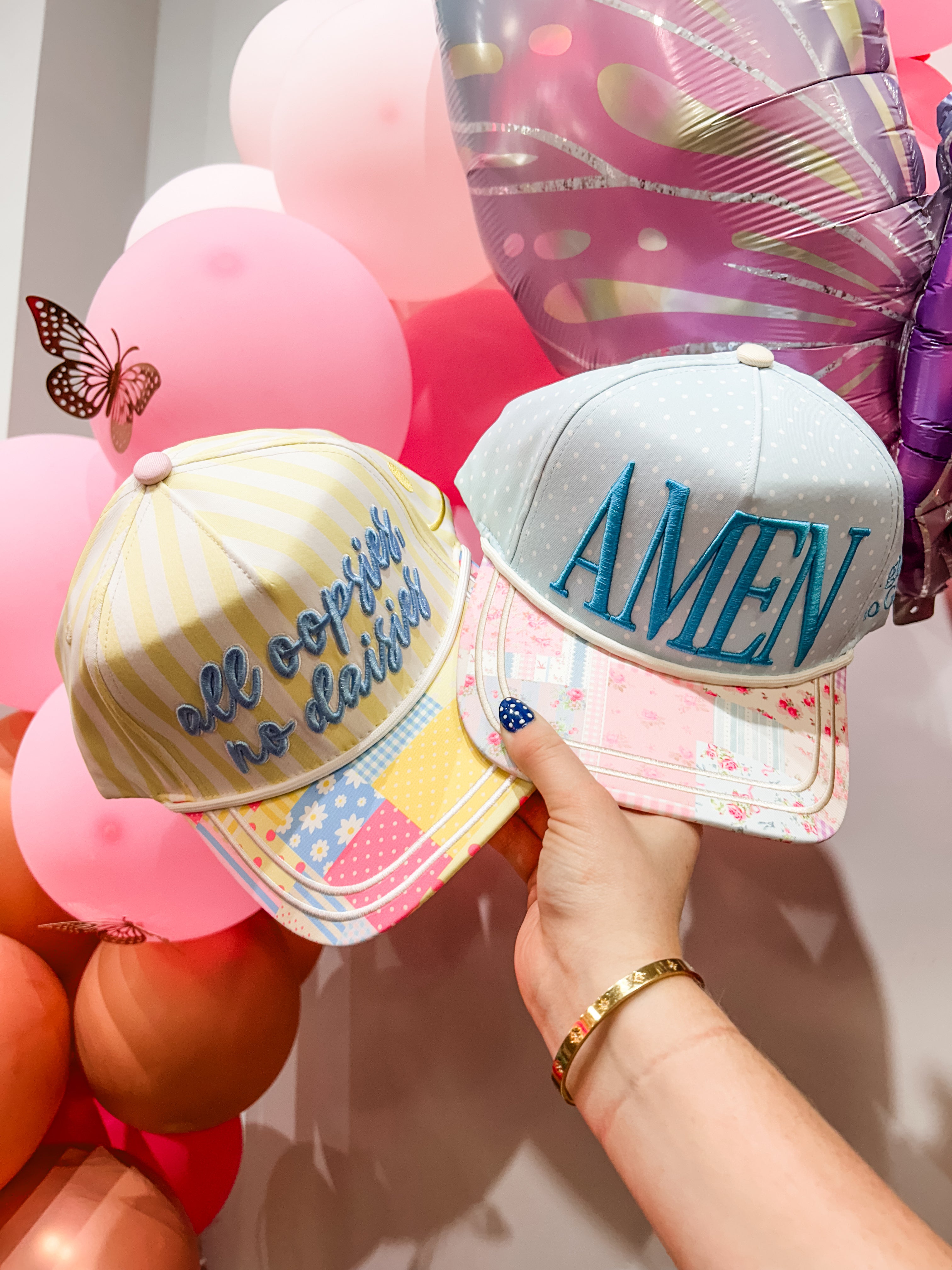 Turquoise Floral AMEN Hat
