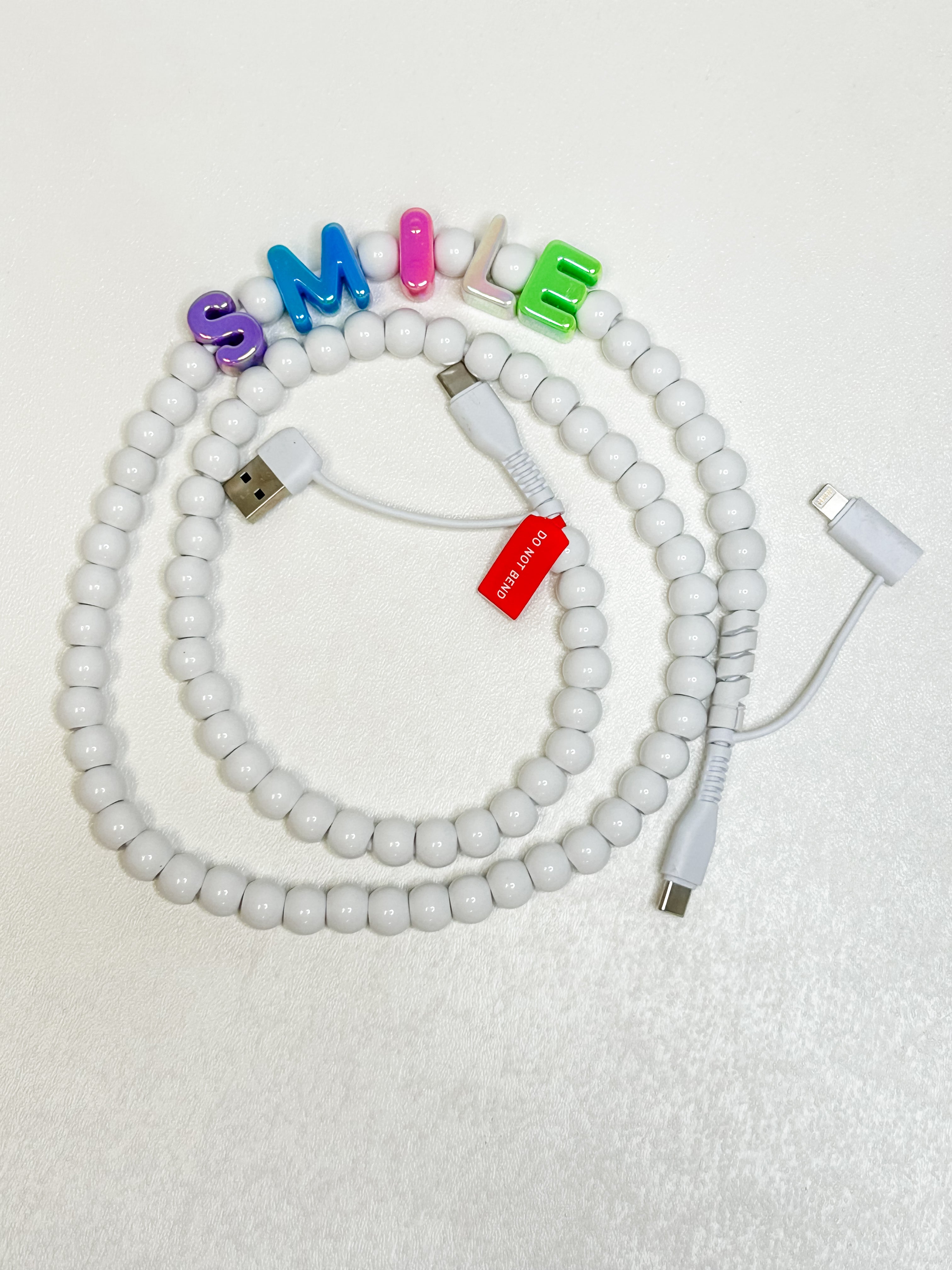 Smile Beaded Phone Charger 3ft
