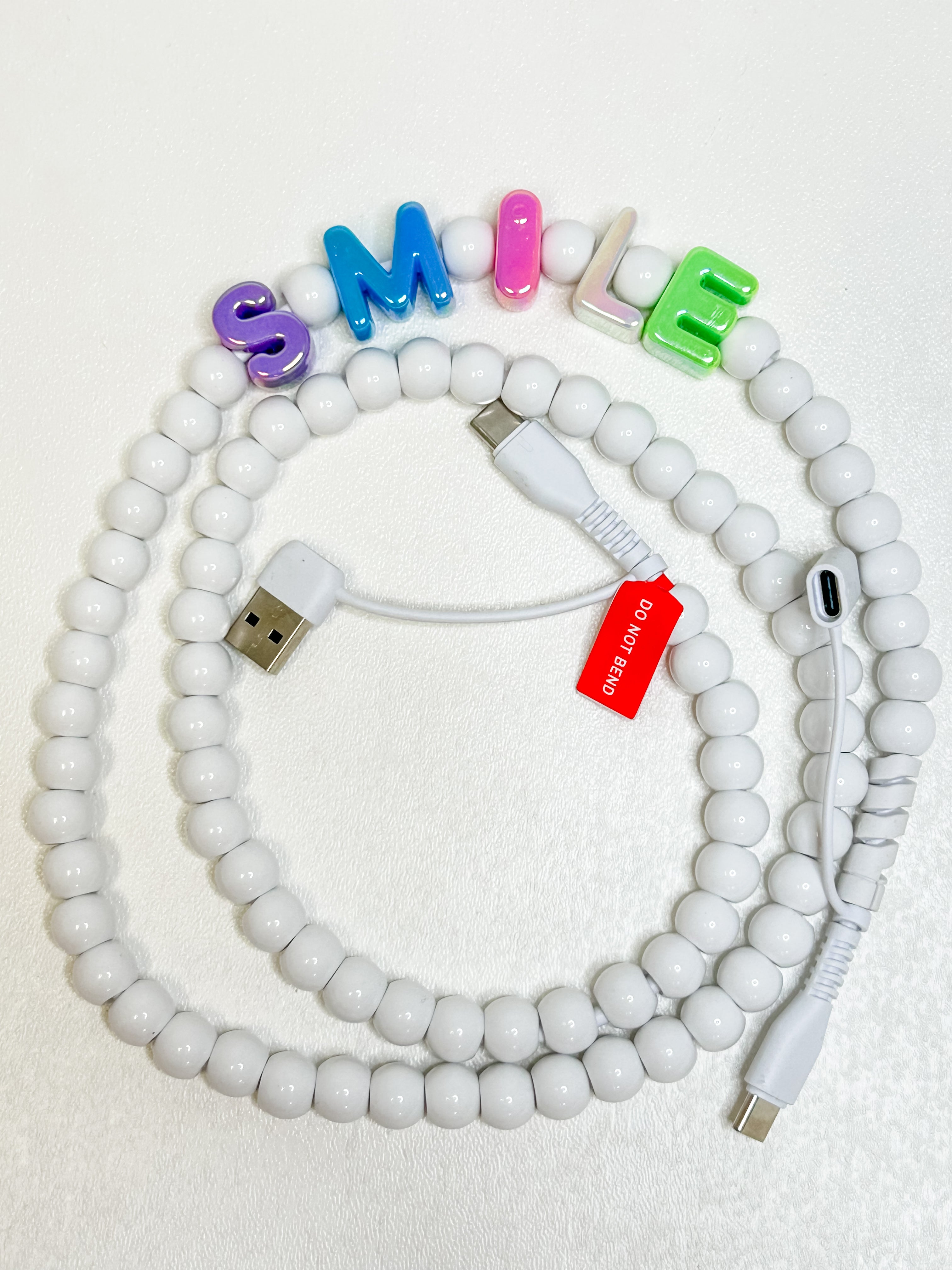 Smile Beaded Phone Charger 3ft