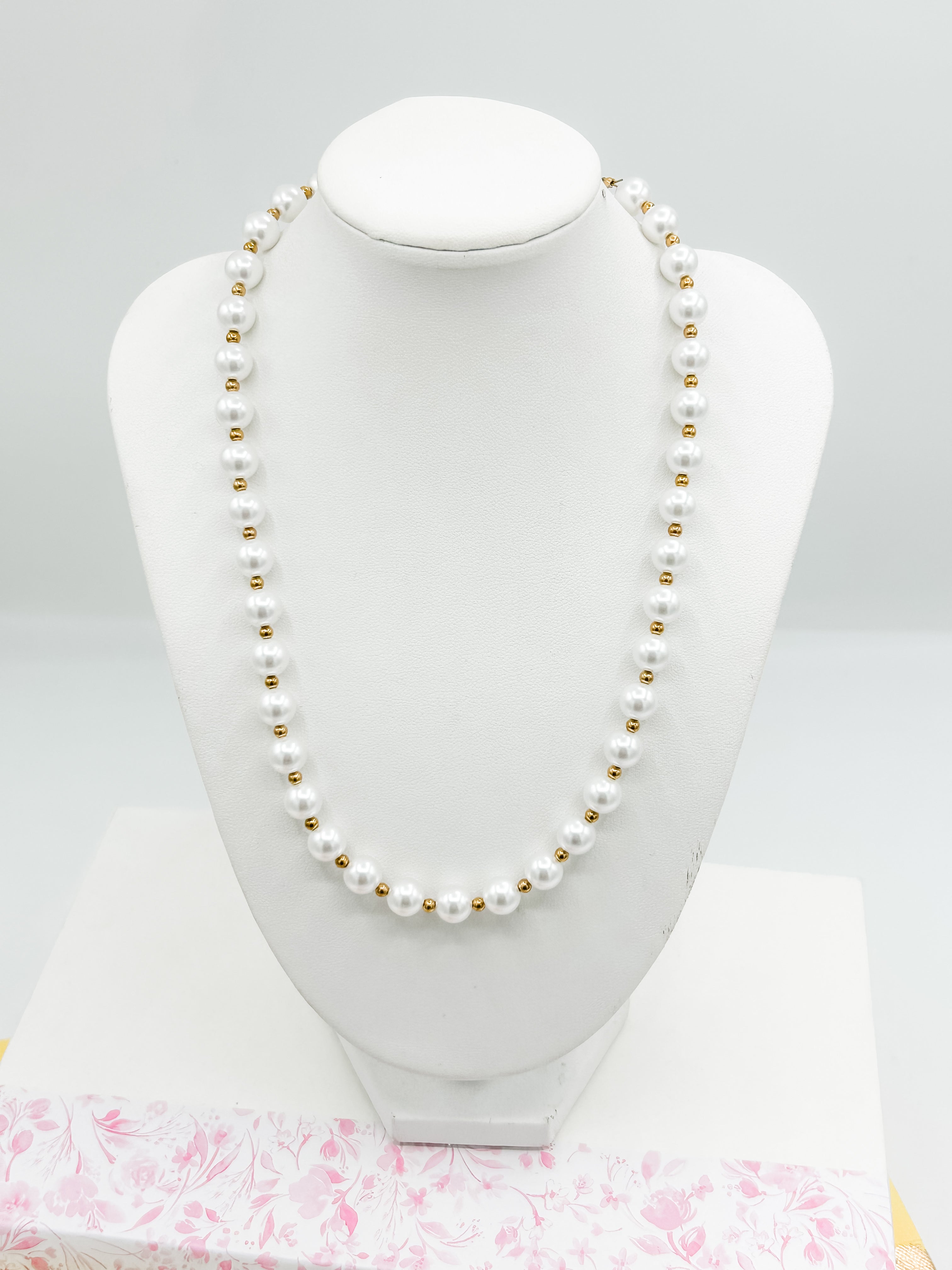 Multiple Pearl Gold Bead Necklace