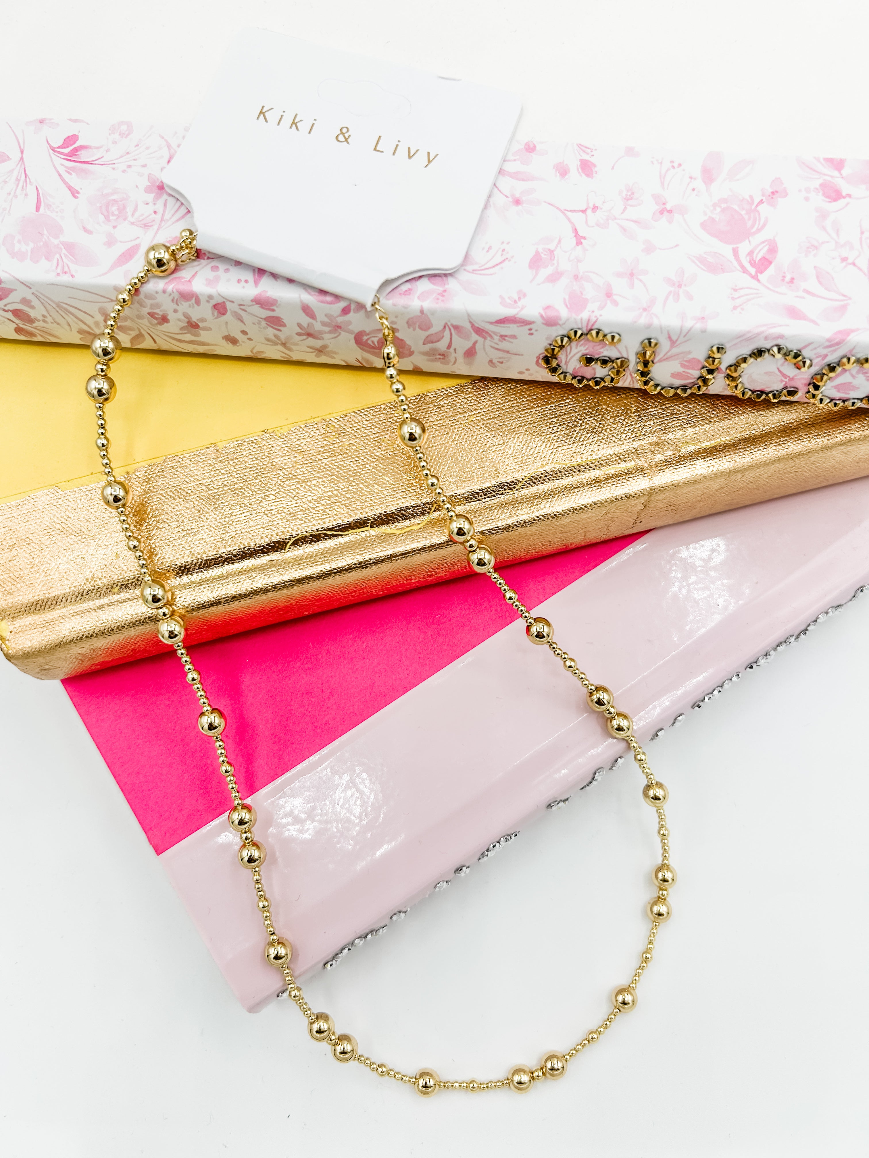 Gold Bead Choker Necklace
