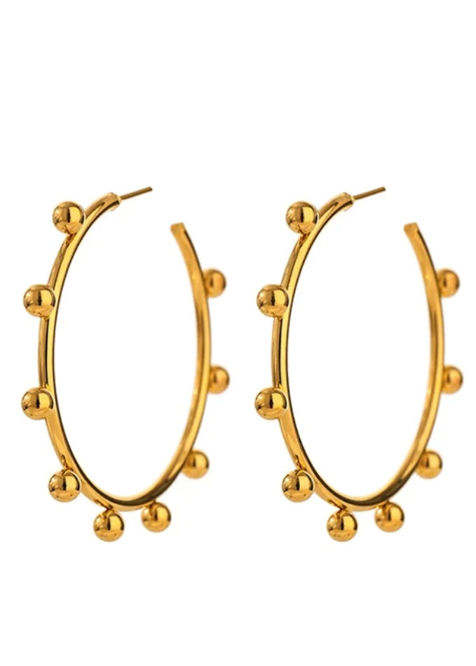 The Large Gold Beaded Hoops