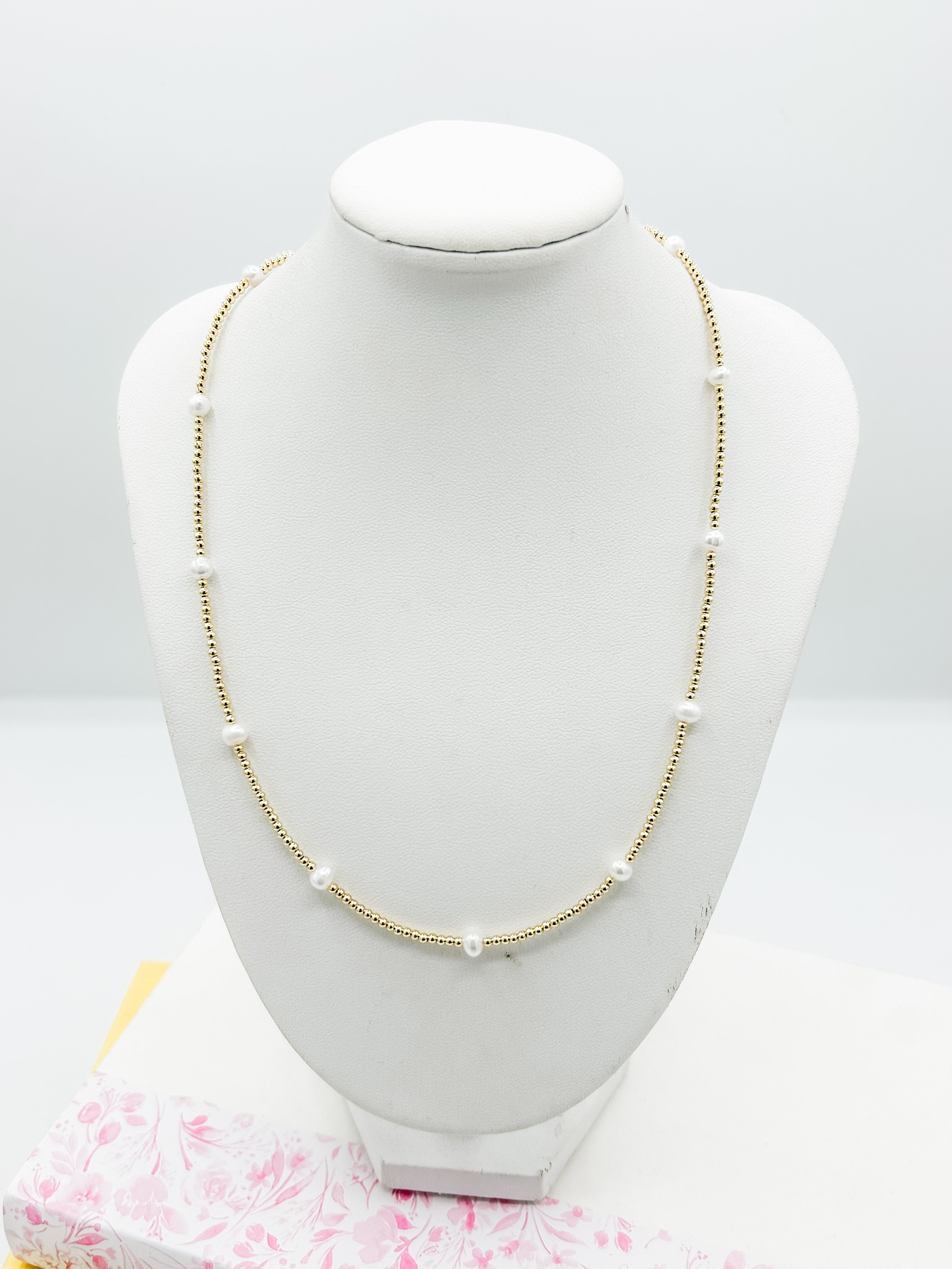 Multiple Pearl & Gold Bead Choker