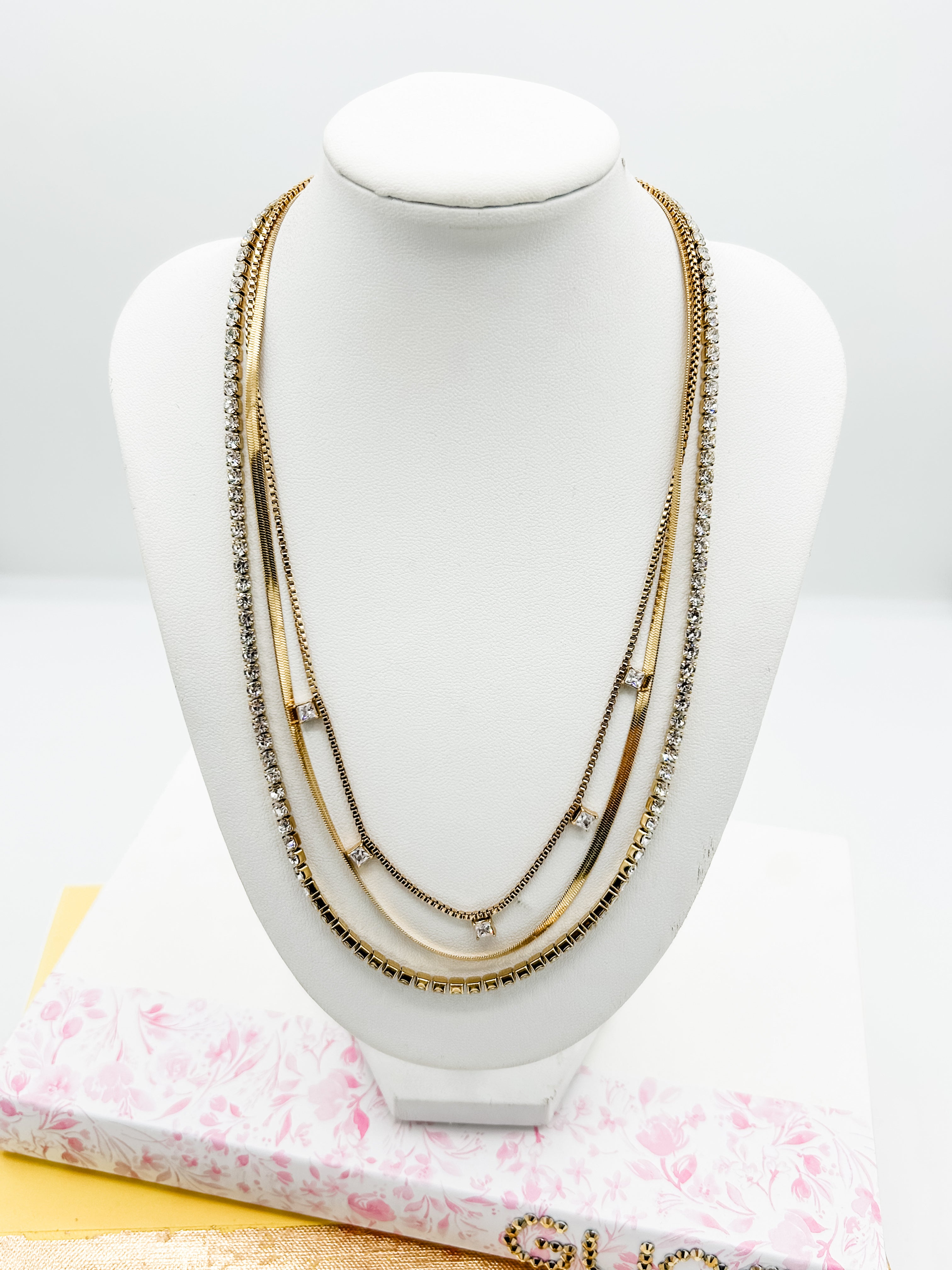 Triple Strand Bling Necklace