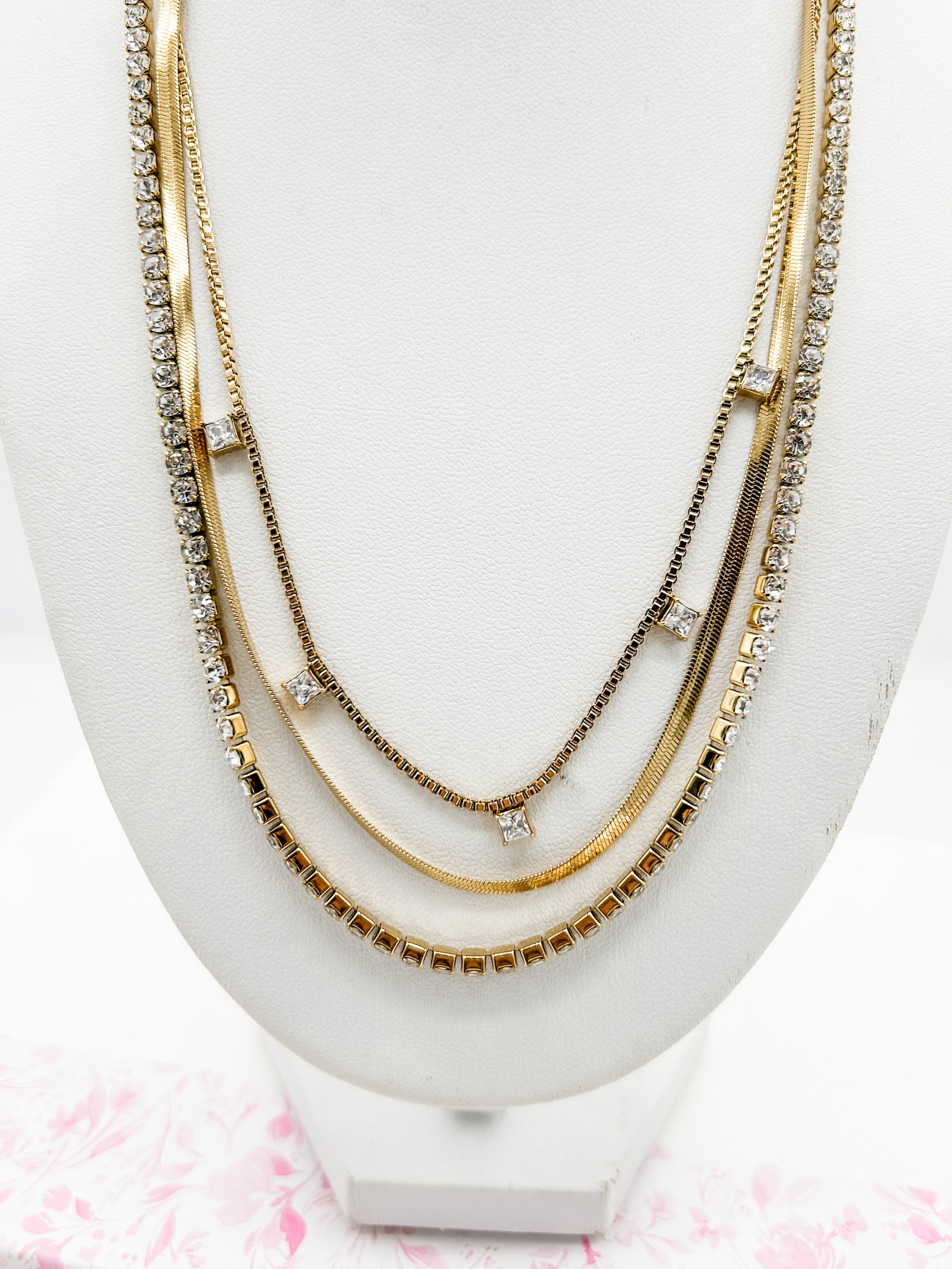Triple Strand Bling Necklace