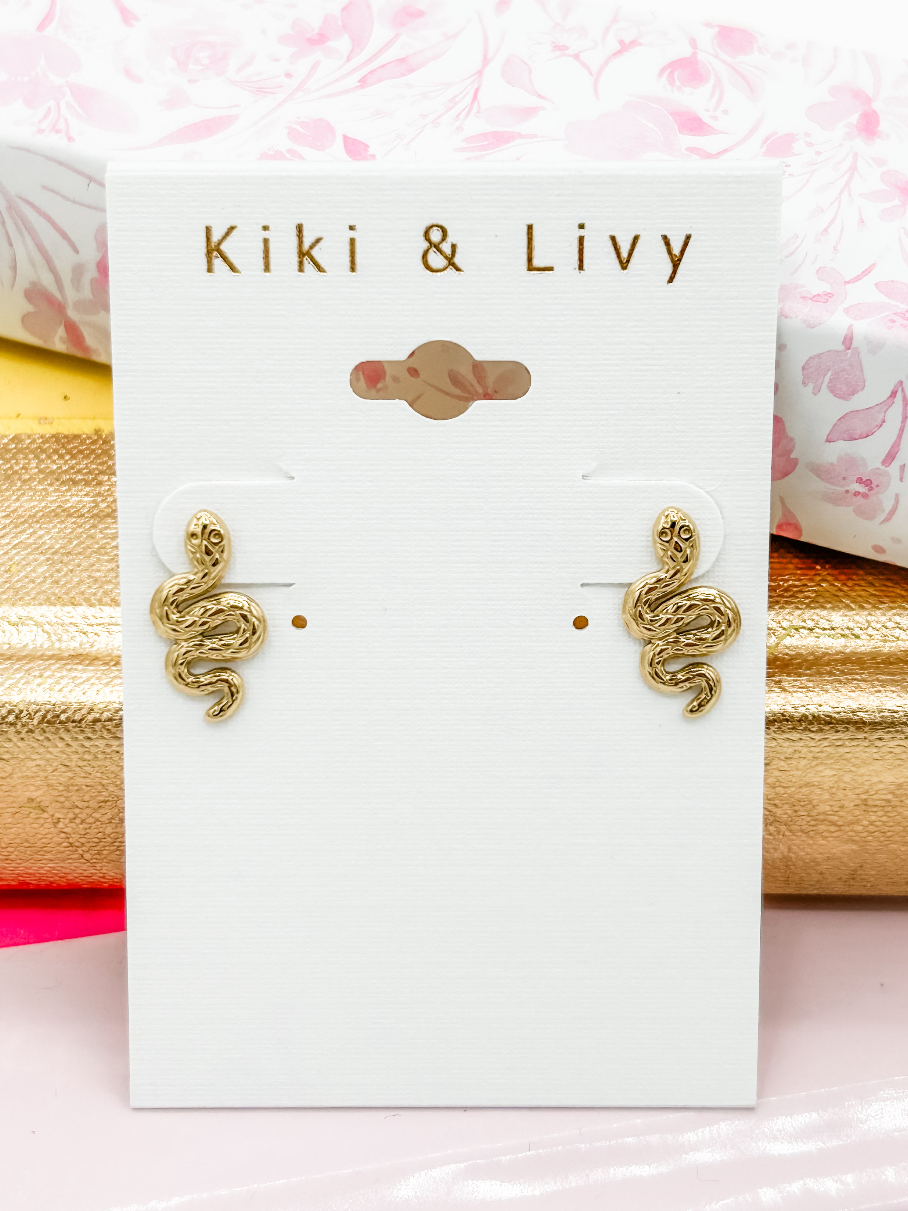 Gold Snake Studs