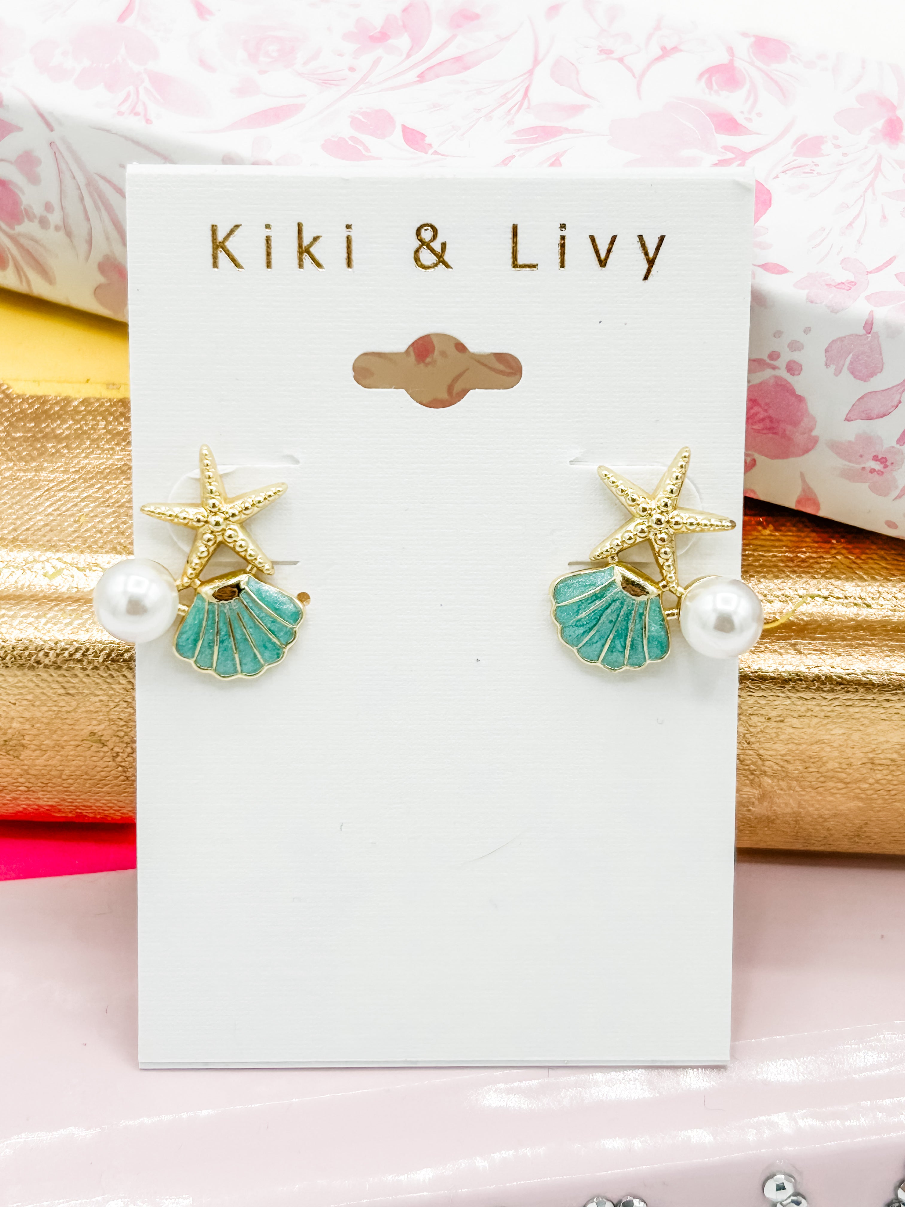 Seashell Cluster Blue Studs