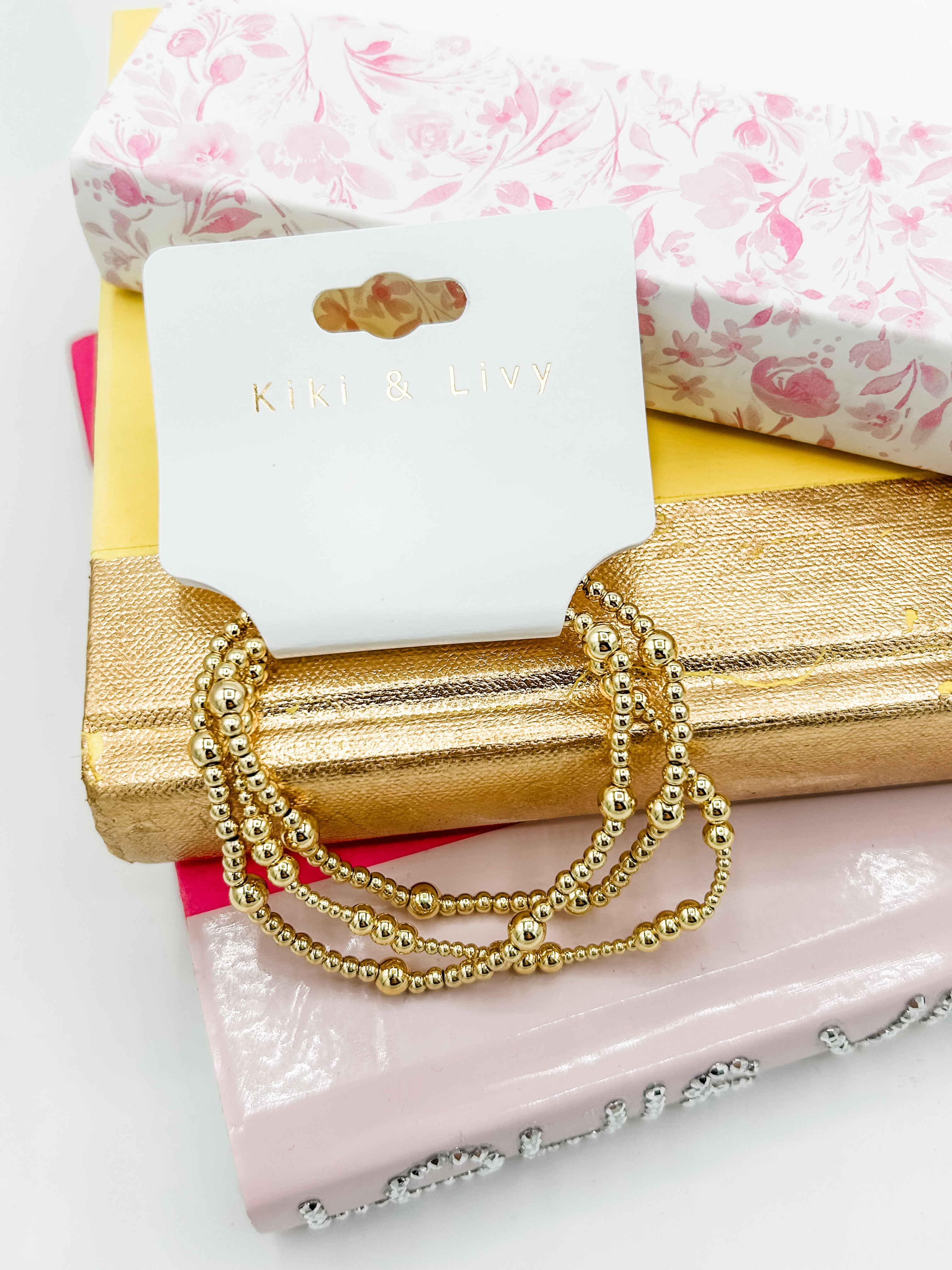 Triple Gold Bead Bracelet Set