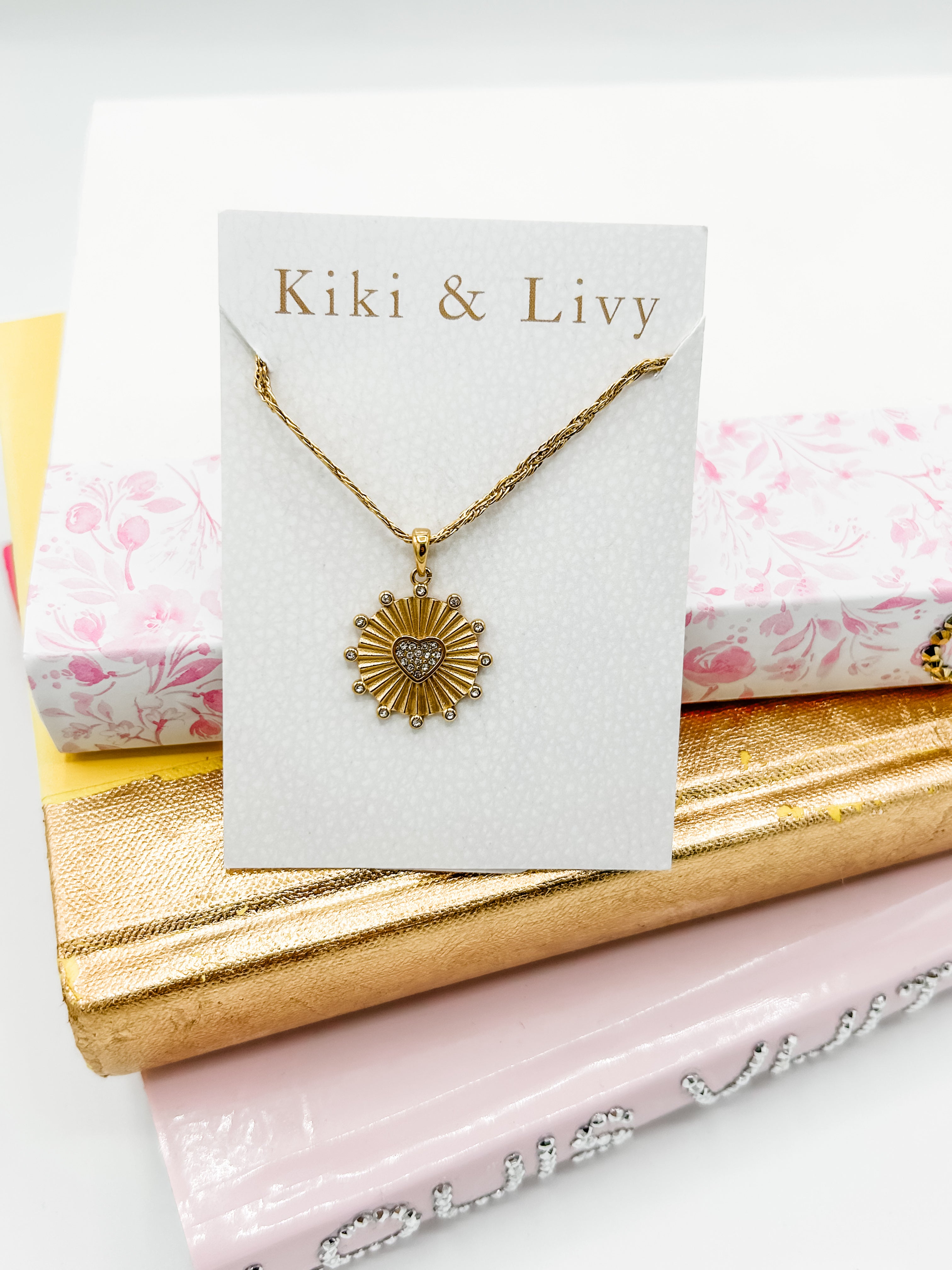 Bling Heart Medallion Necklace