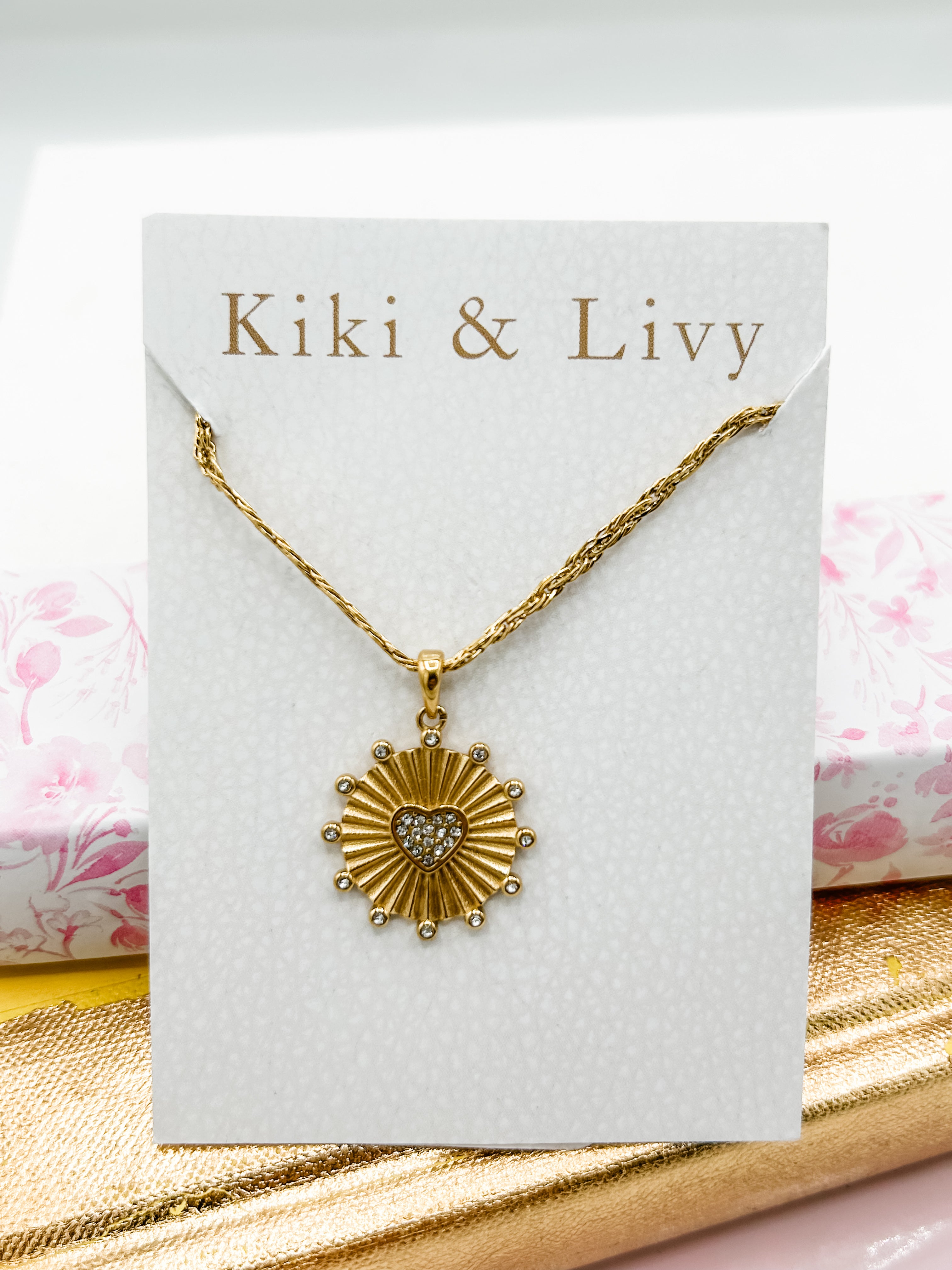 Bling Heart Medallion Necklace