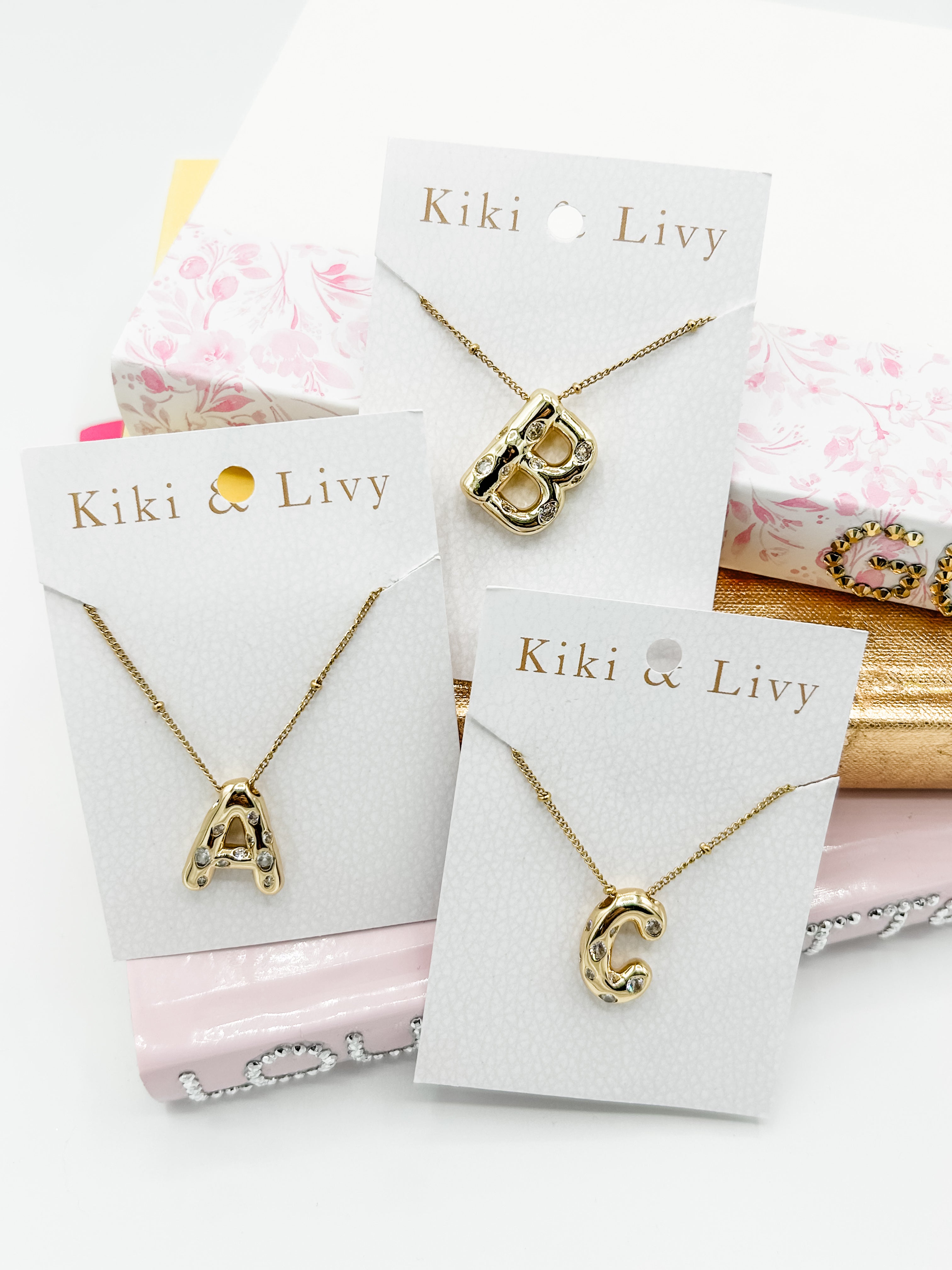 Bubble Letter with Stones Necklace