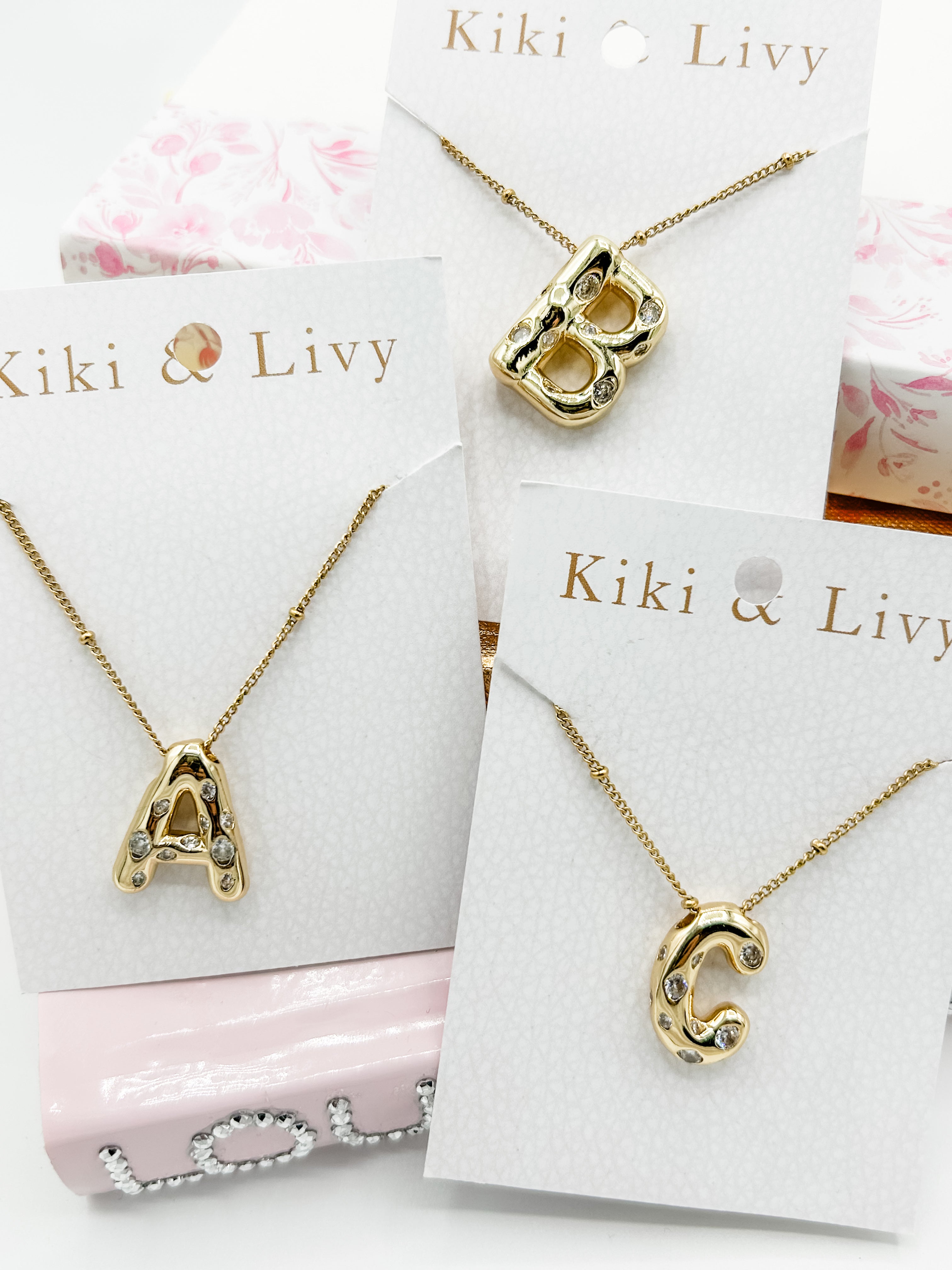 Bubble Letter with Stones Necklace