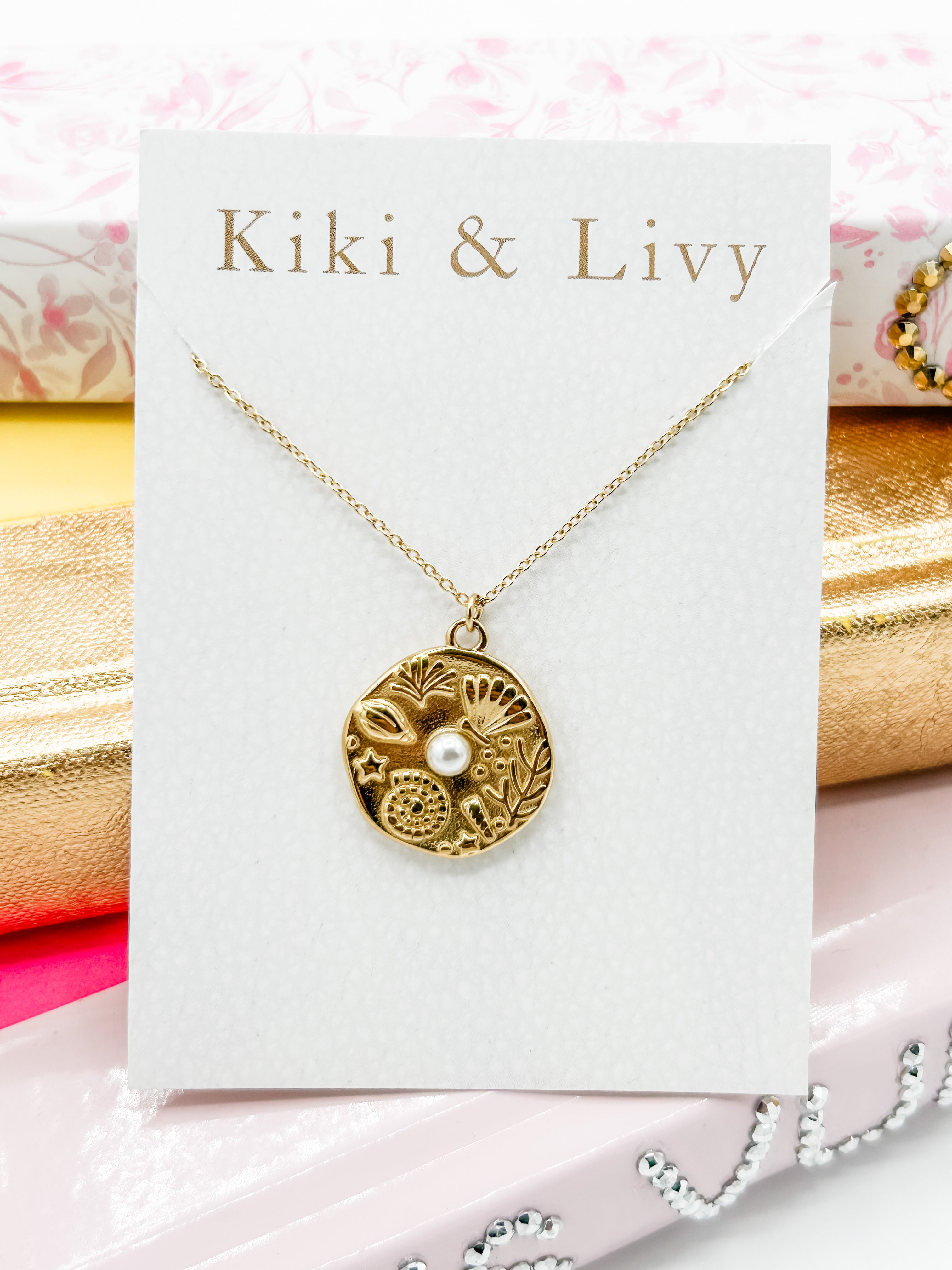 Seashell Coin & Pearl Necklace