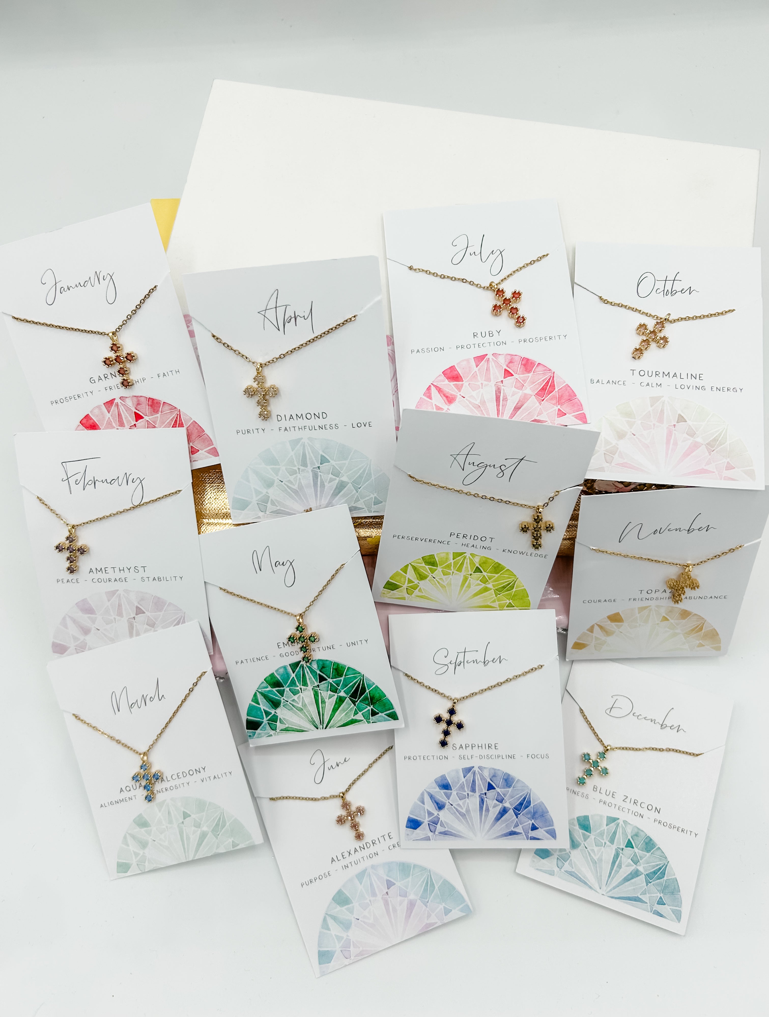 Cross Birthstone Necklace