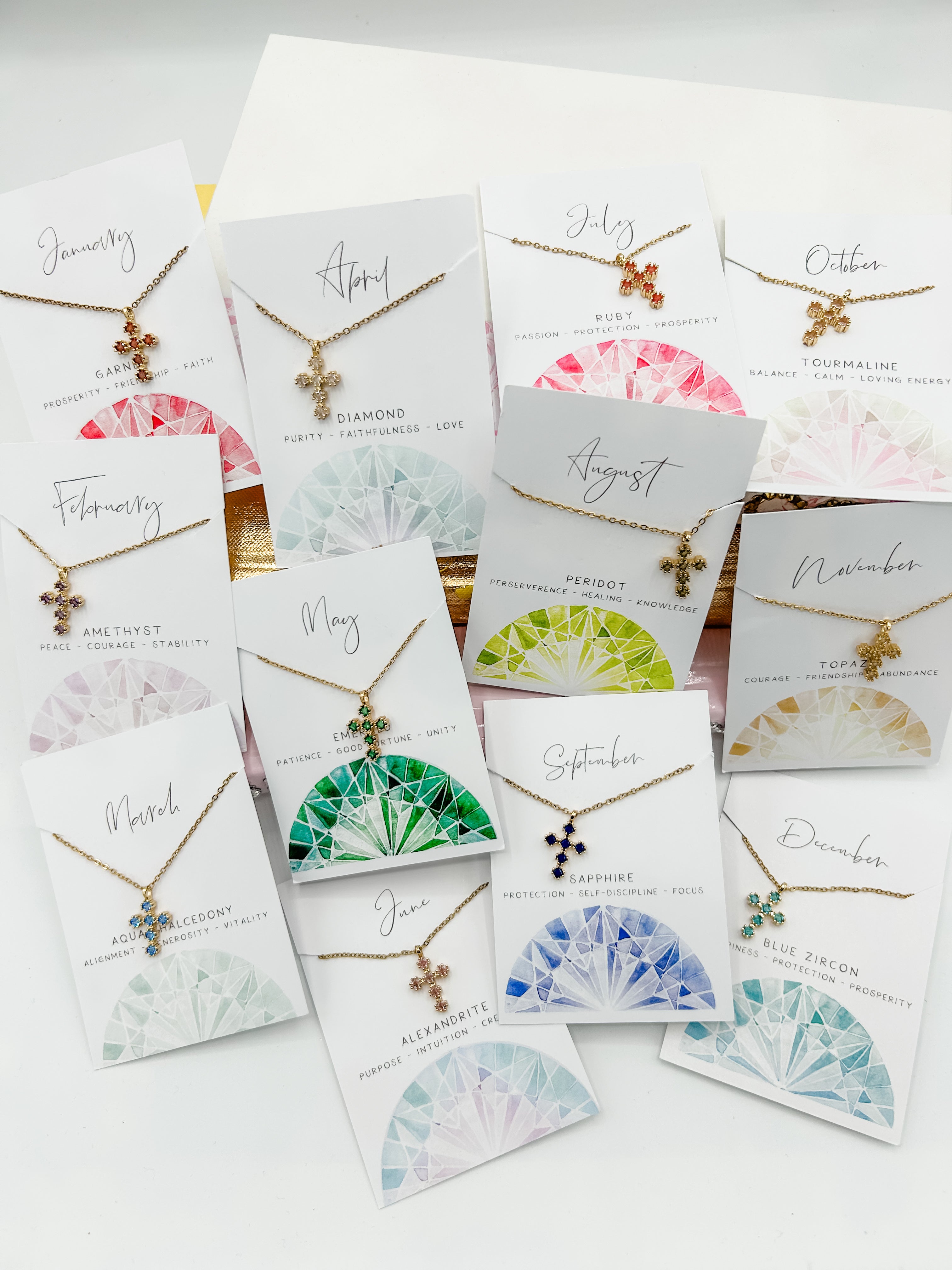 Cross Birthstone Necklace