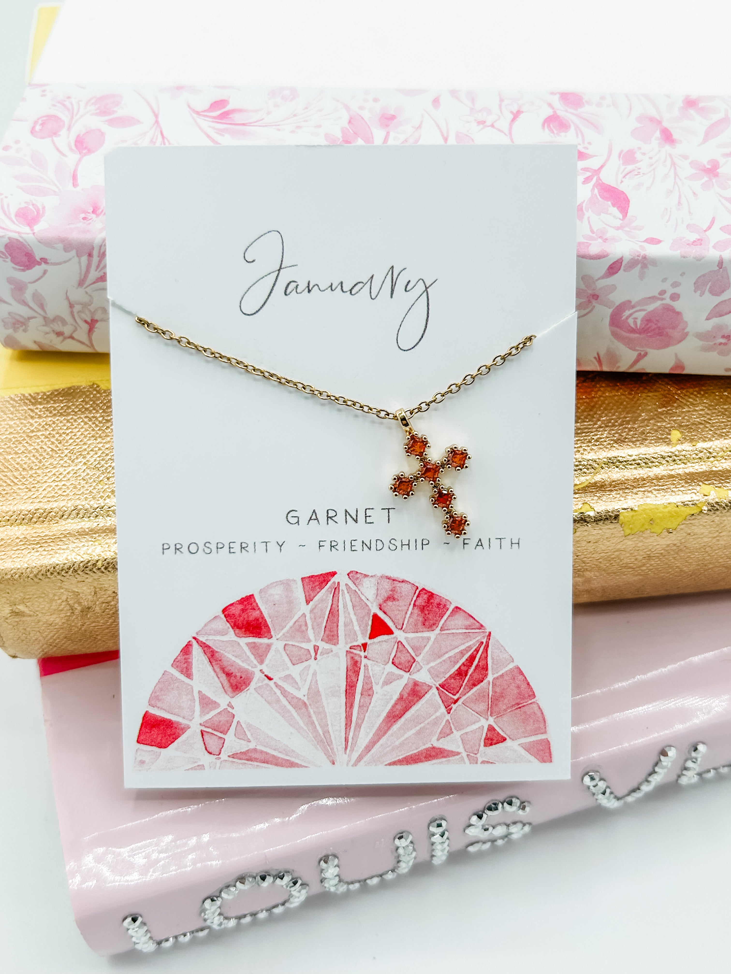 Cross Birthstone Necklace