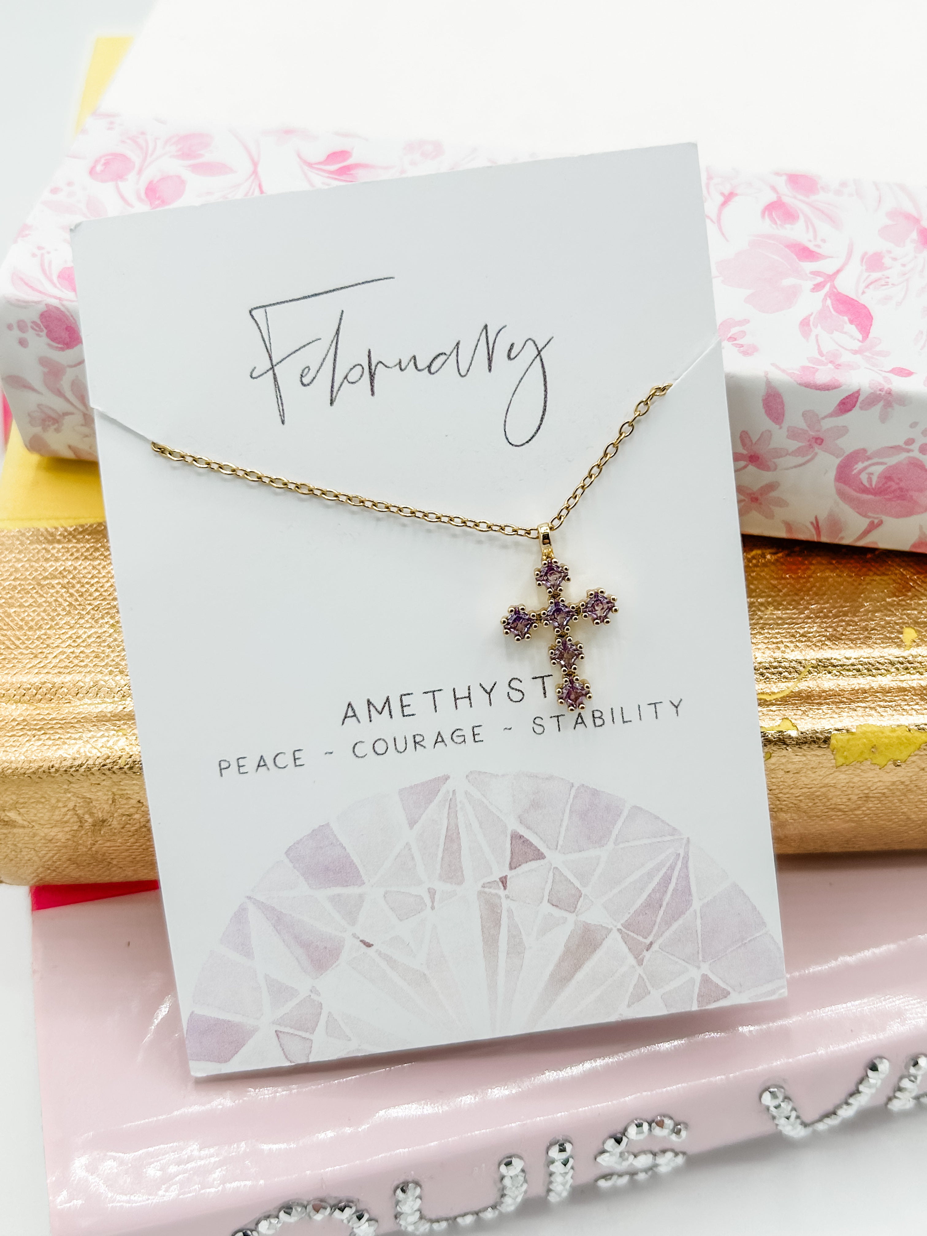 Cross Birthstone Necklace