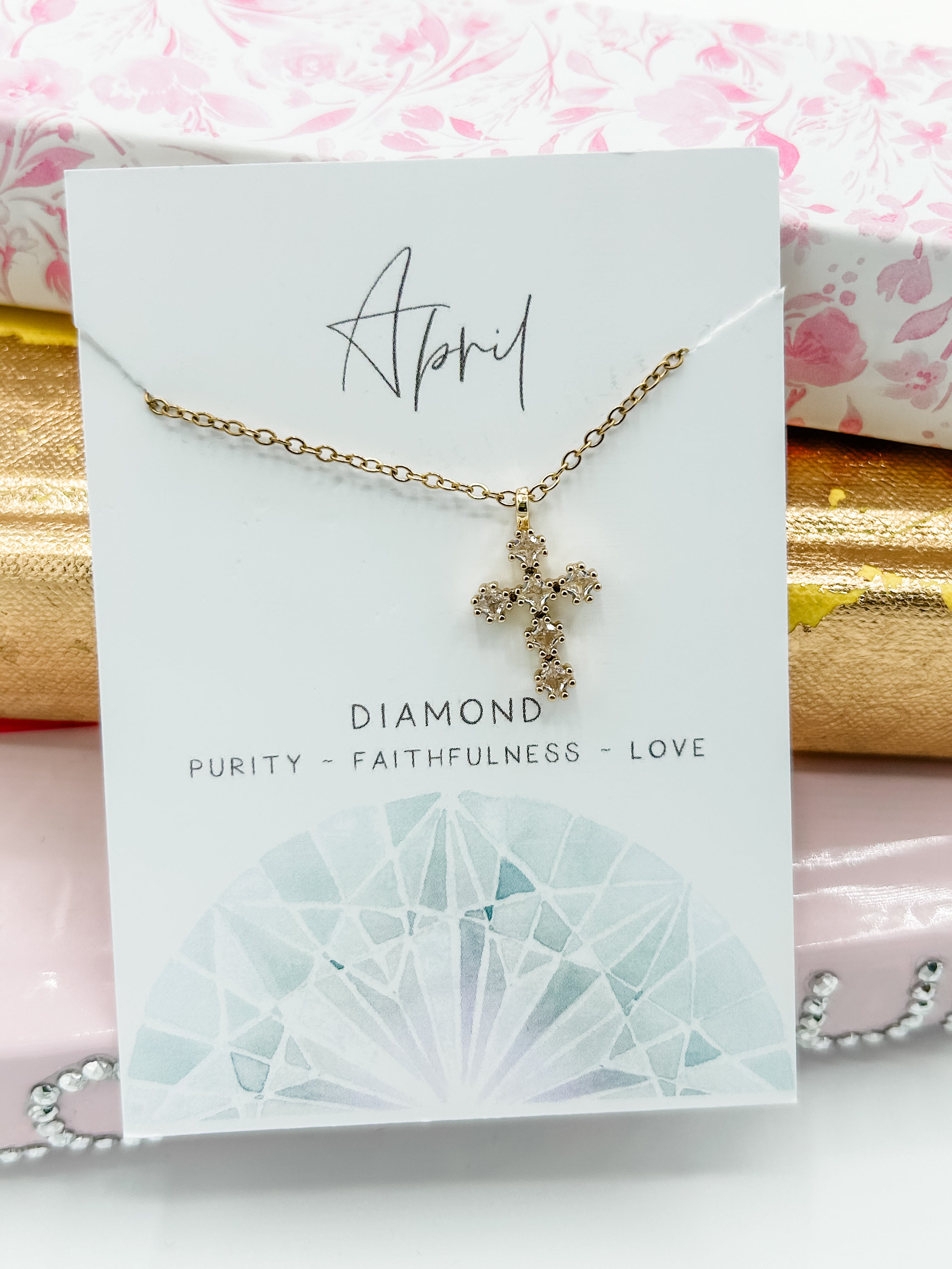 Cross Birthstone Necklace