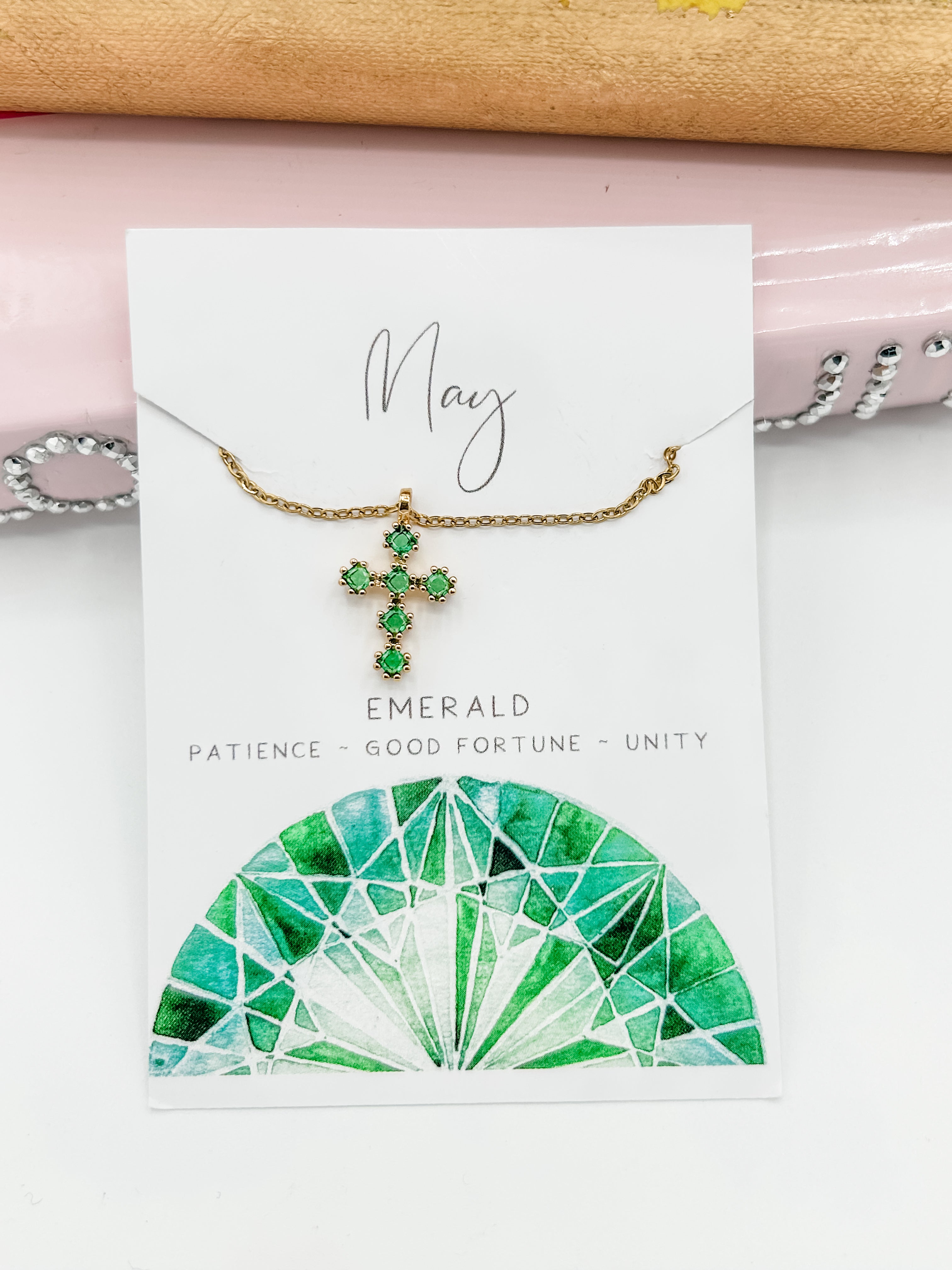 Cross Birthstone Necklace