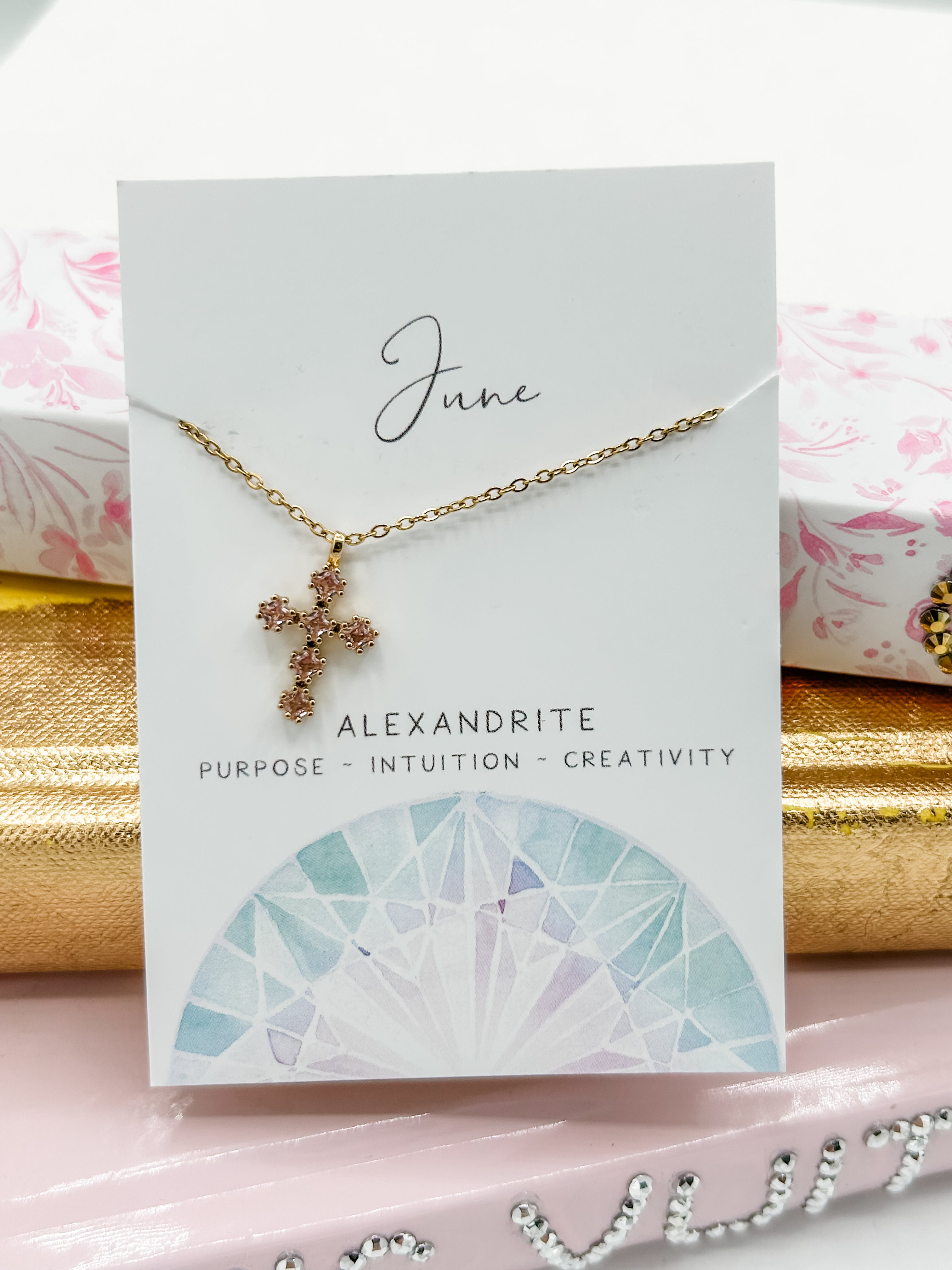 Cross Birthstone Necklace