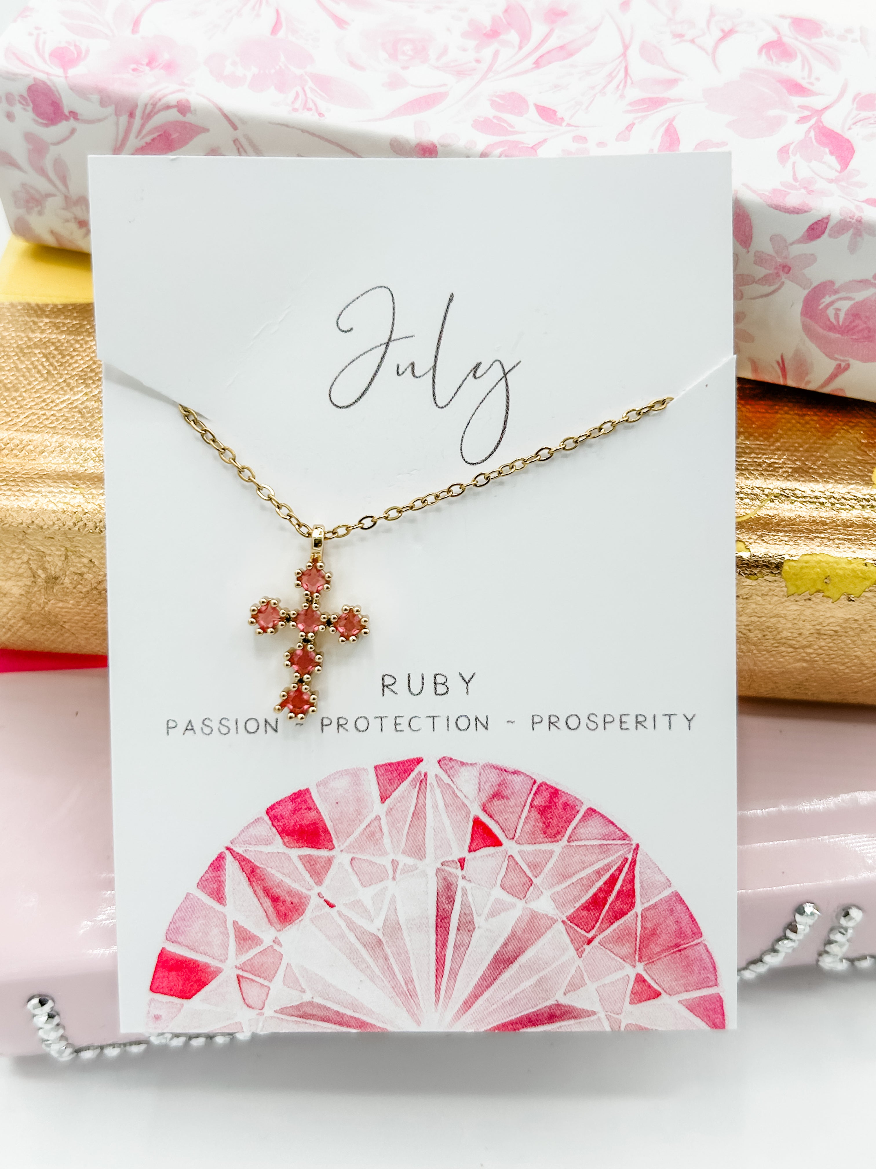 Cross Birthstone Necklace
