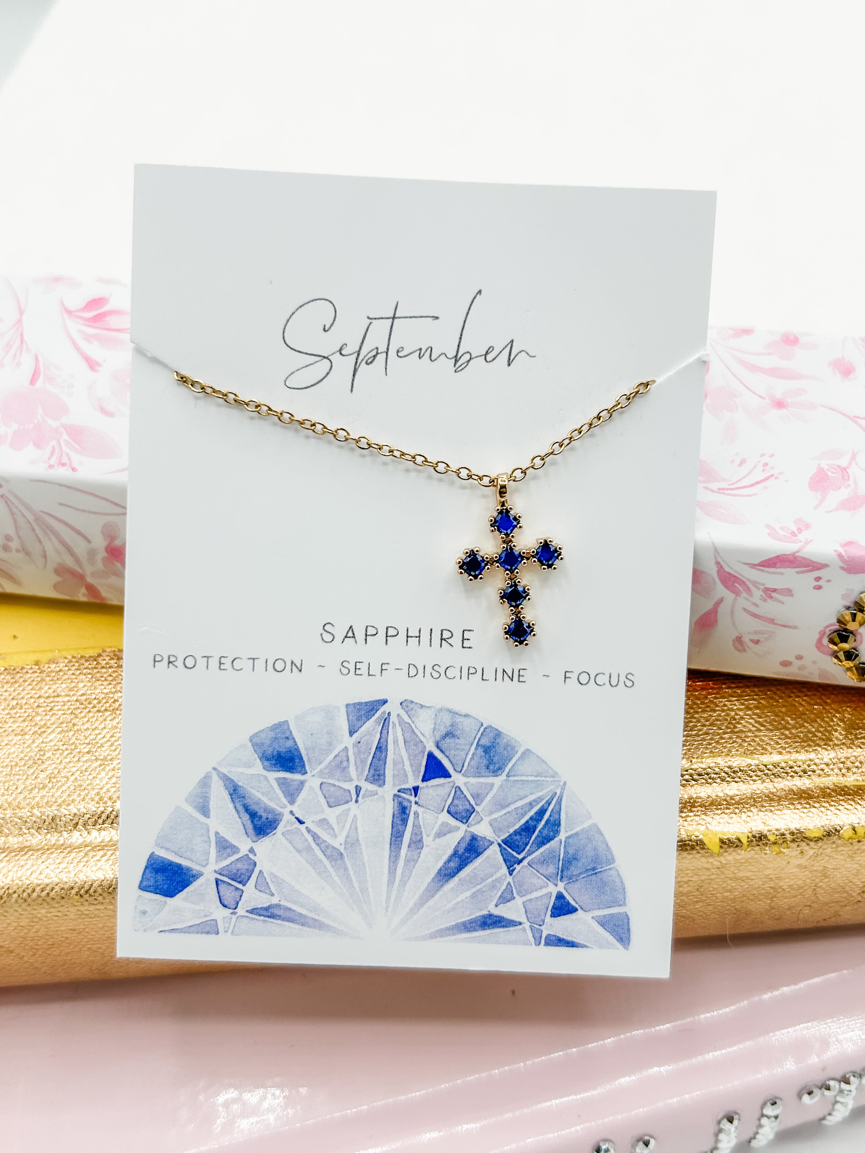 Cross Birthstone Necklace