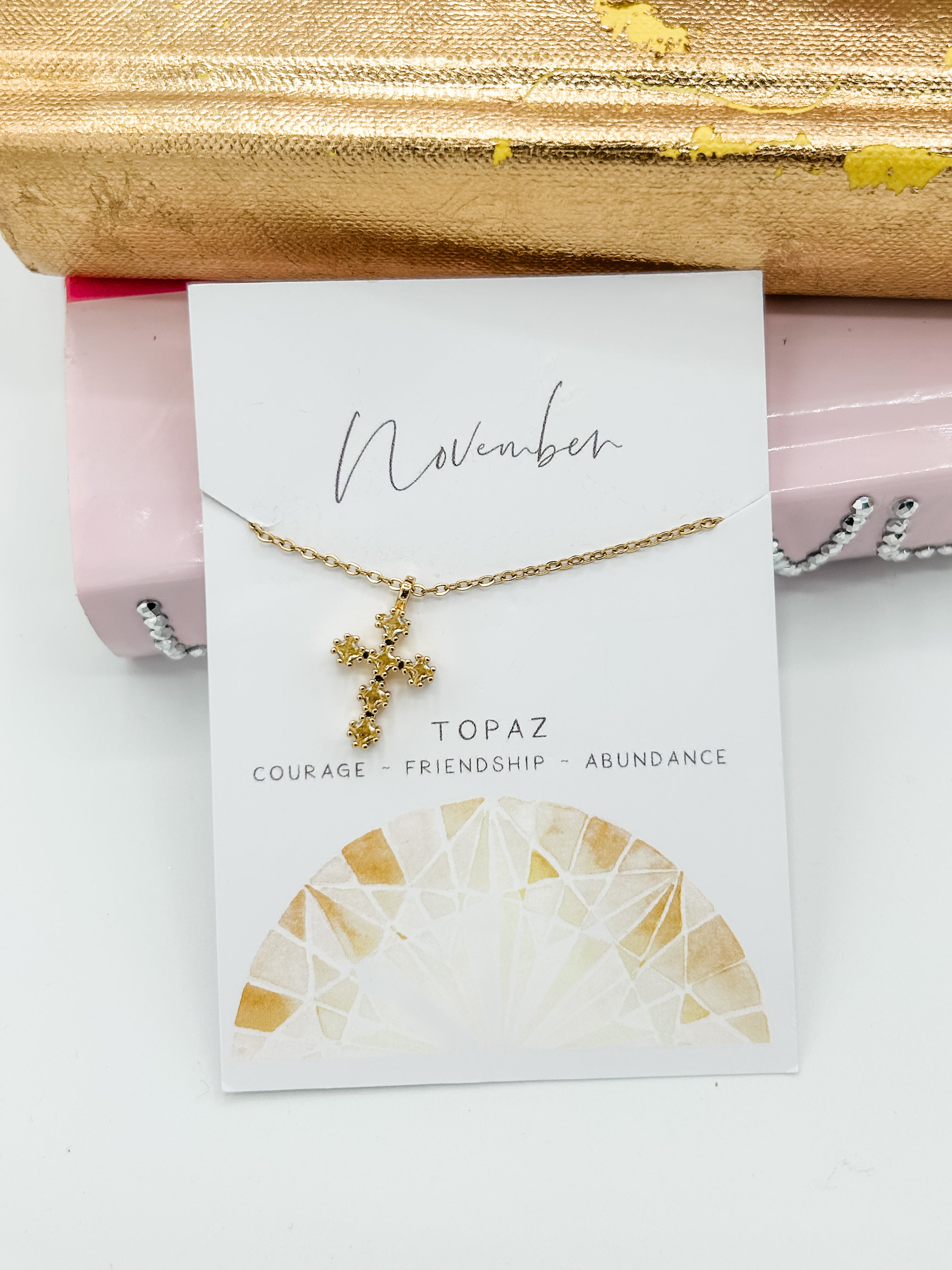 Cross Birthstone Necklace