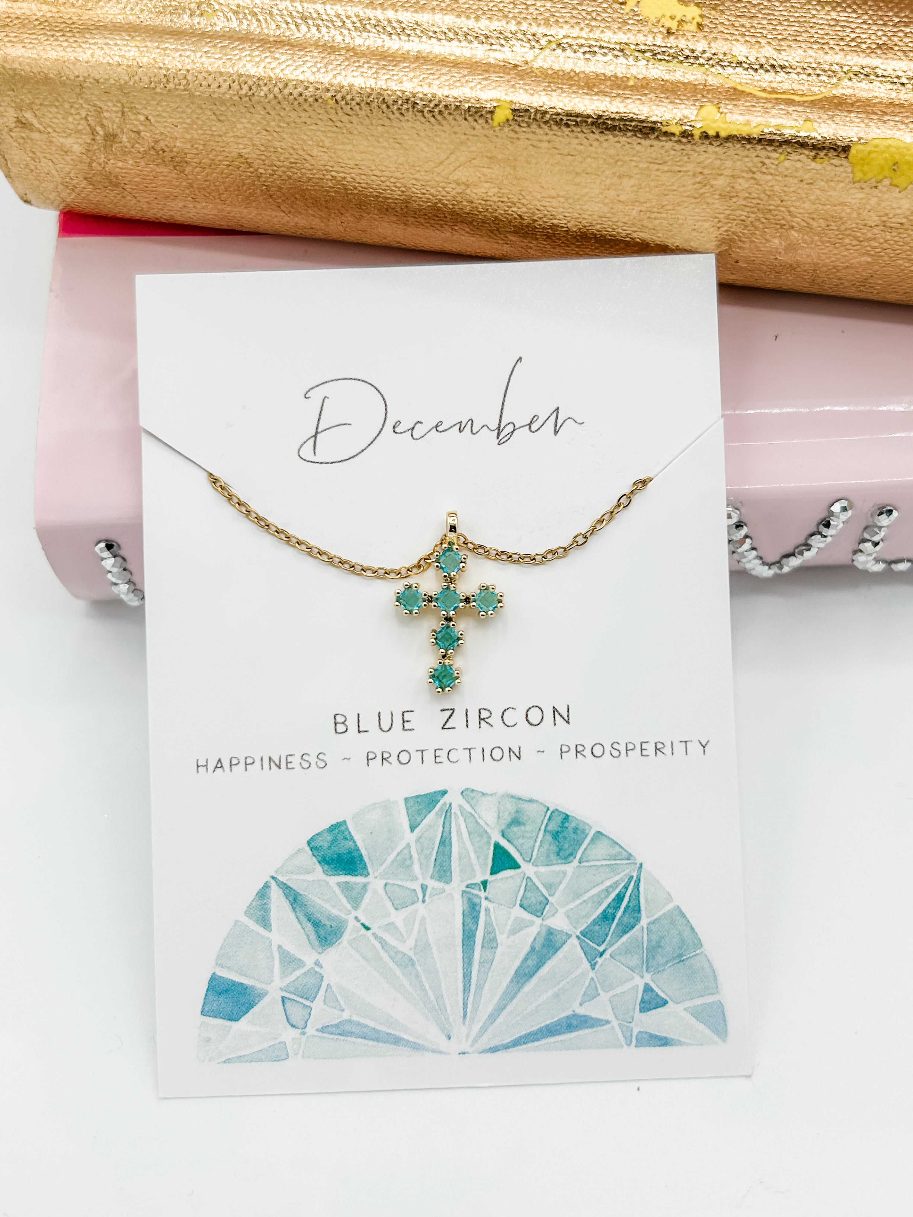 Cross Birthstone Necklace
