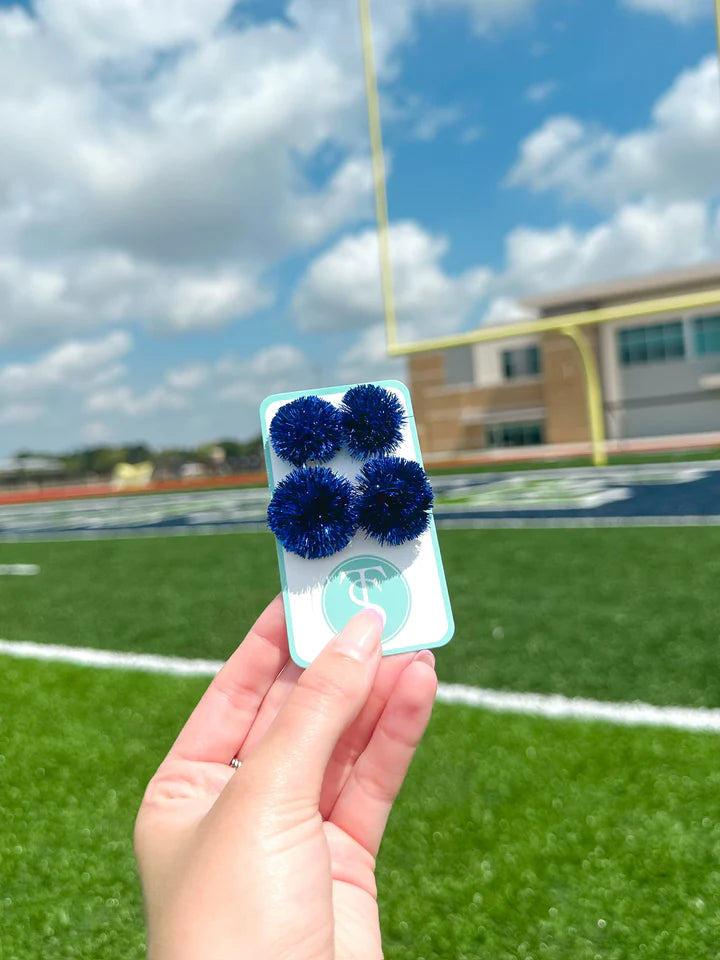 Blue GameDay Pom Earrings